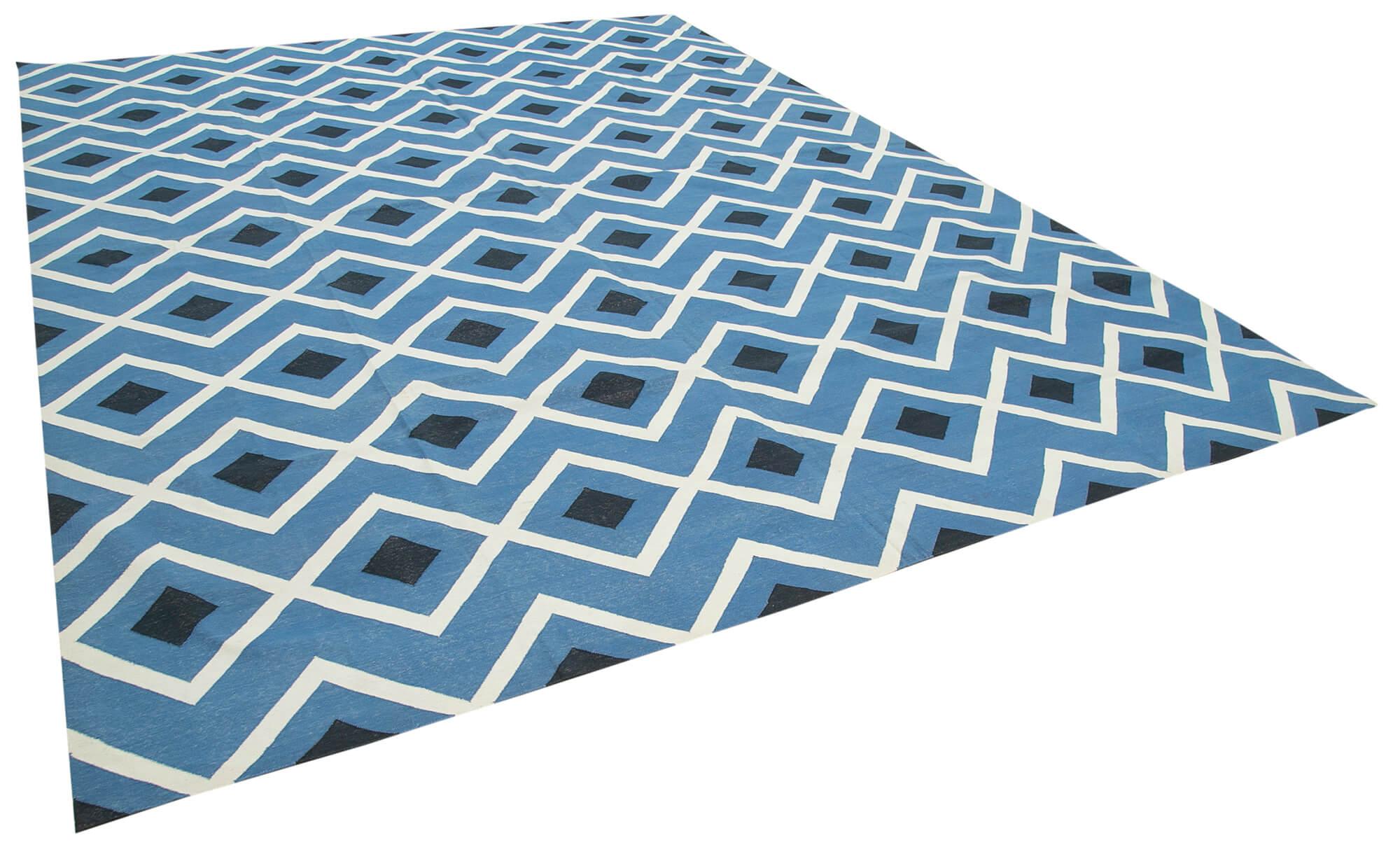 10 x 14 Blue Dhurrie Rug - 3123