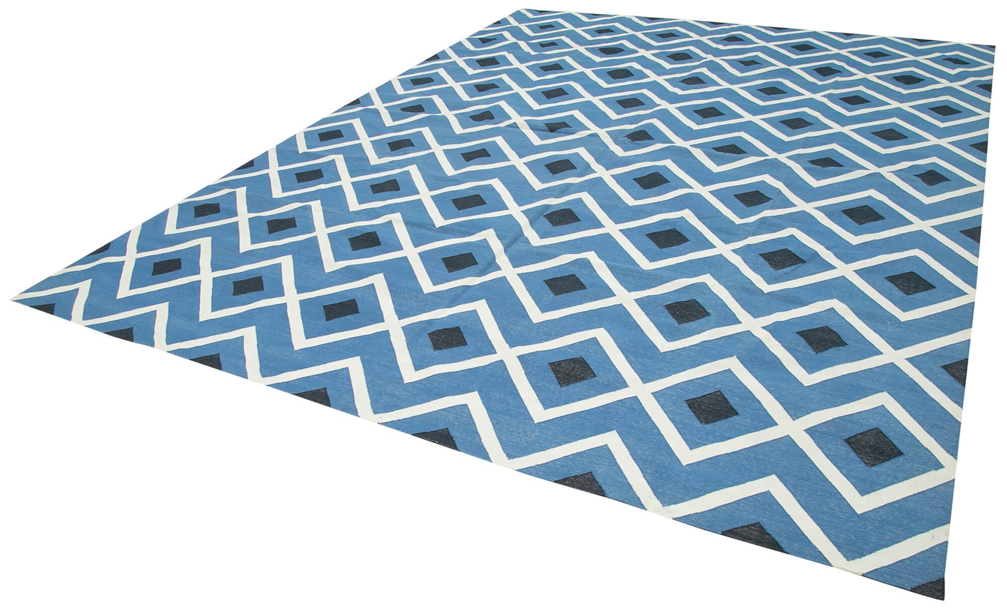 10 x 14 Blue Dhurrie Rug - 3123