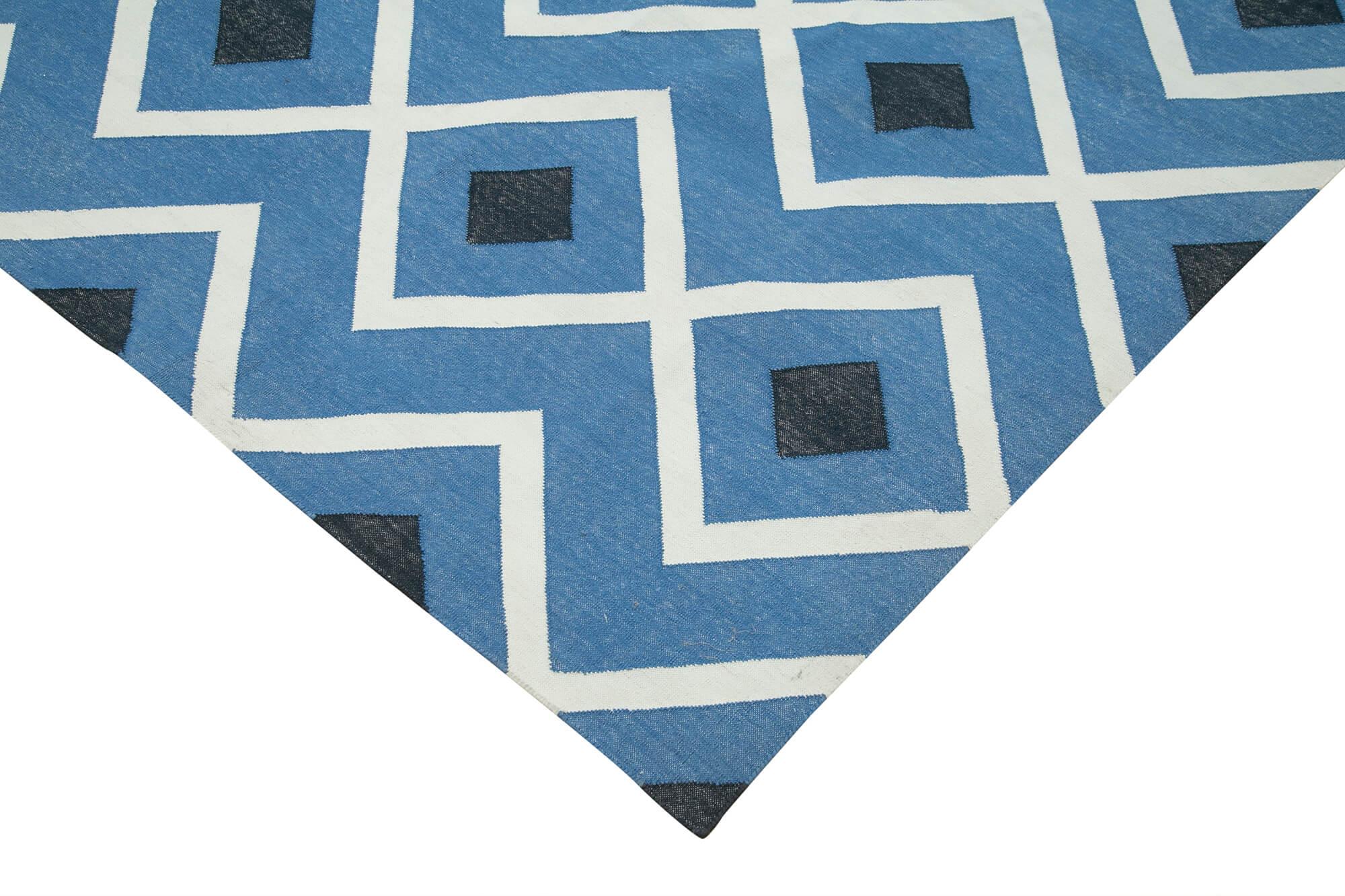 10 x 14 Blue Dhurrie Rug - 3123