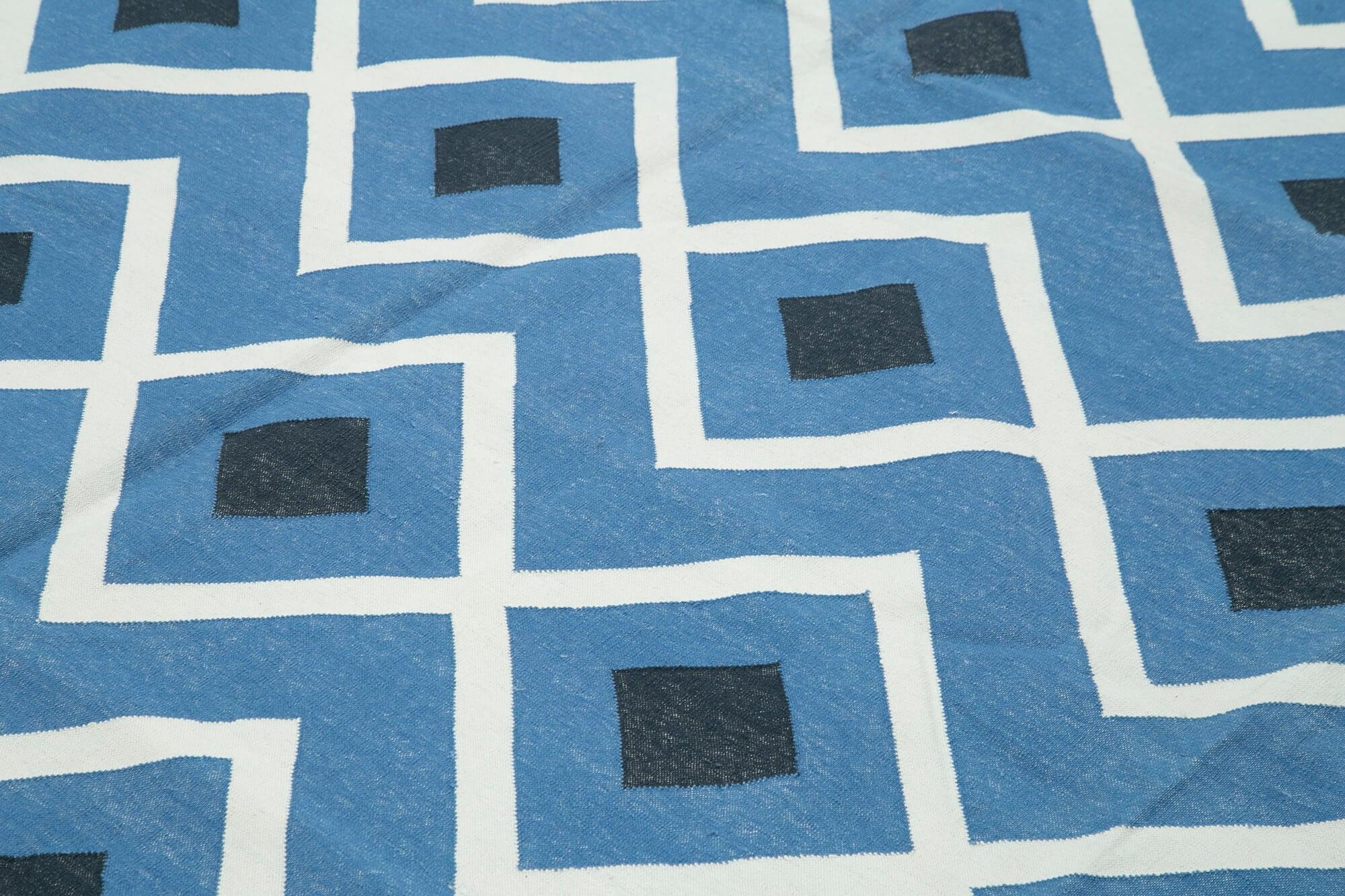 10 x 14 Blue Dhurrie Rug - 3123