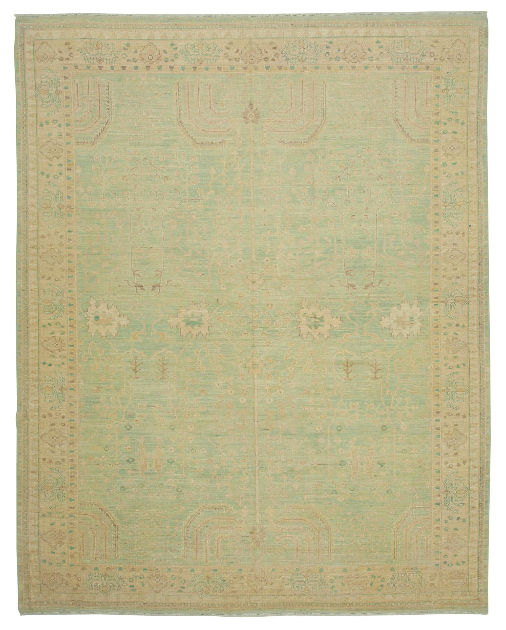 9 x 12 Green Oushak Rug - 3302