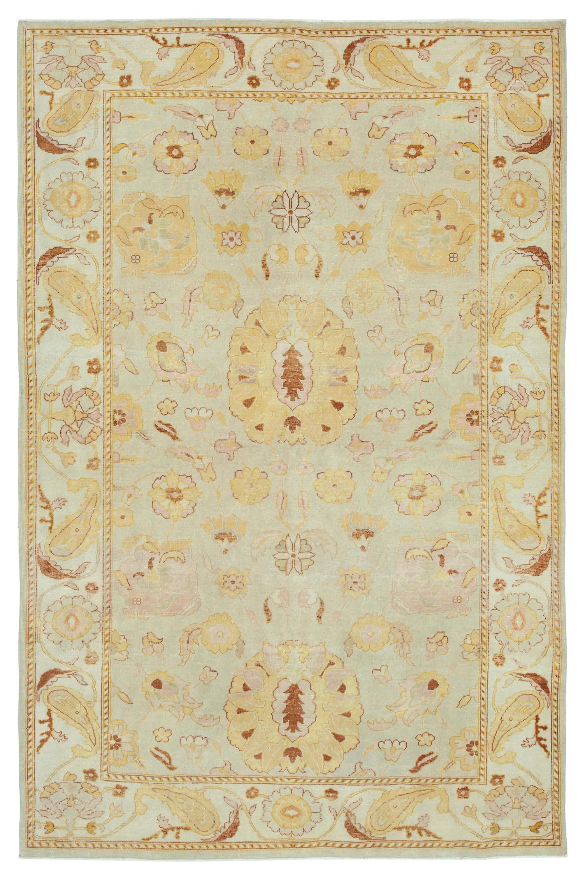 6 x 9 Beige Oushak Rug - 3304