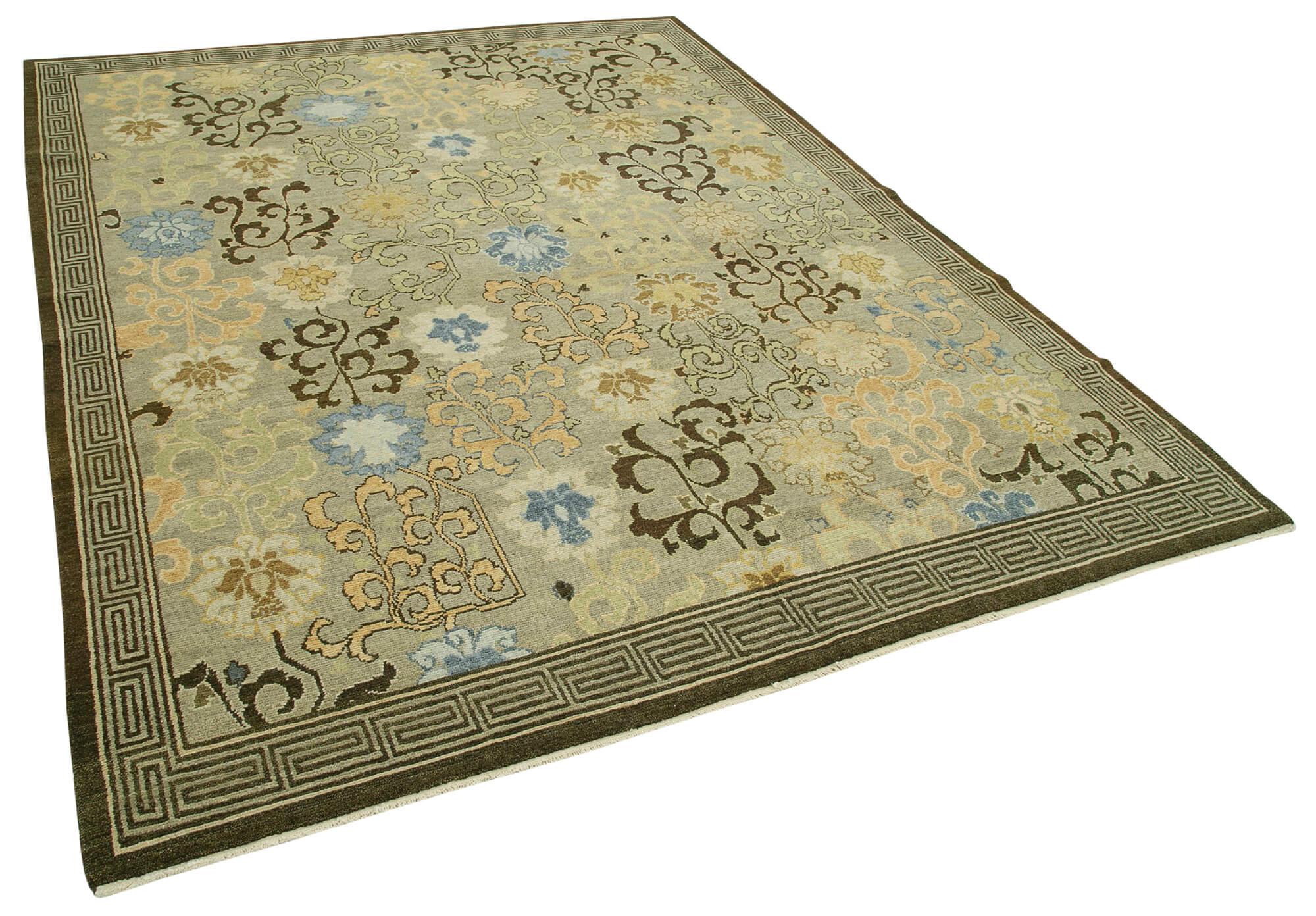 8 x 10 Green Oushak Rug - 3328