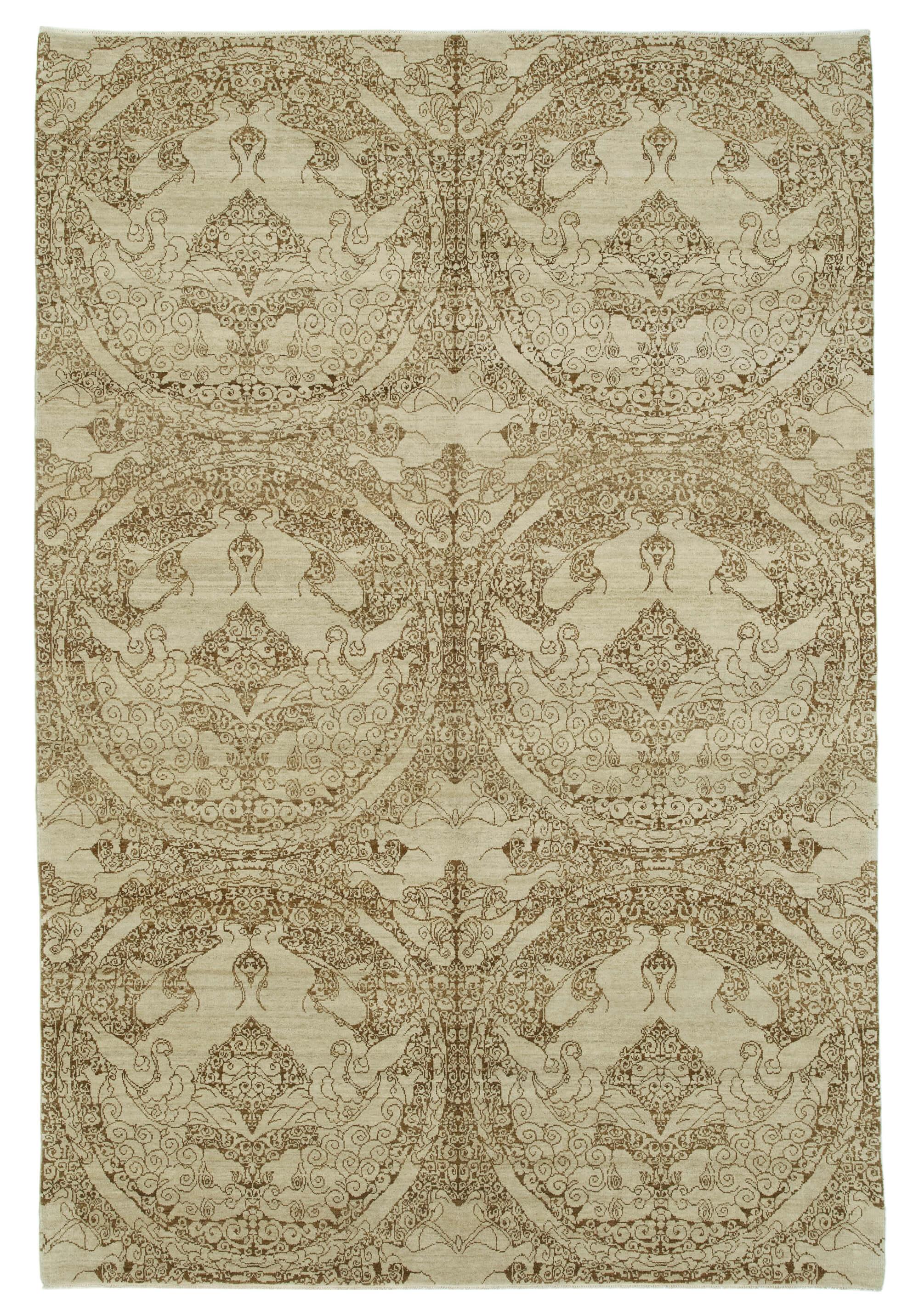 6 x 9 Beige Oushak Rug - 3349