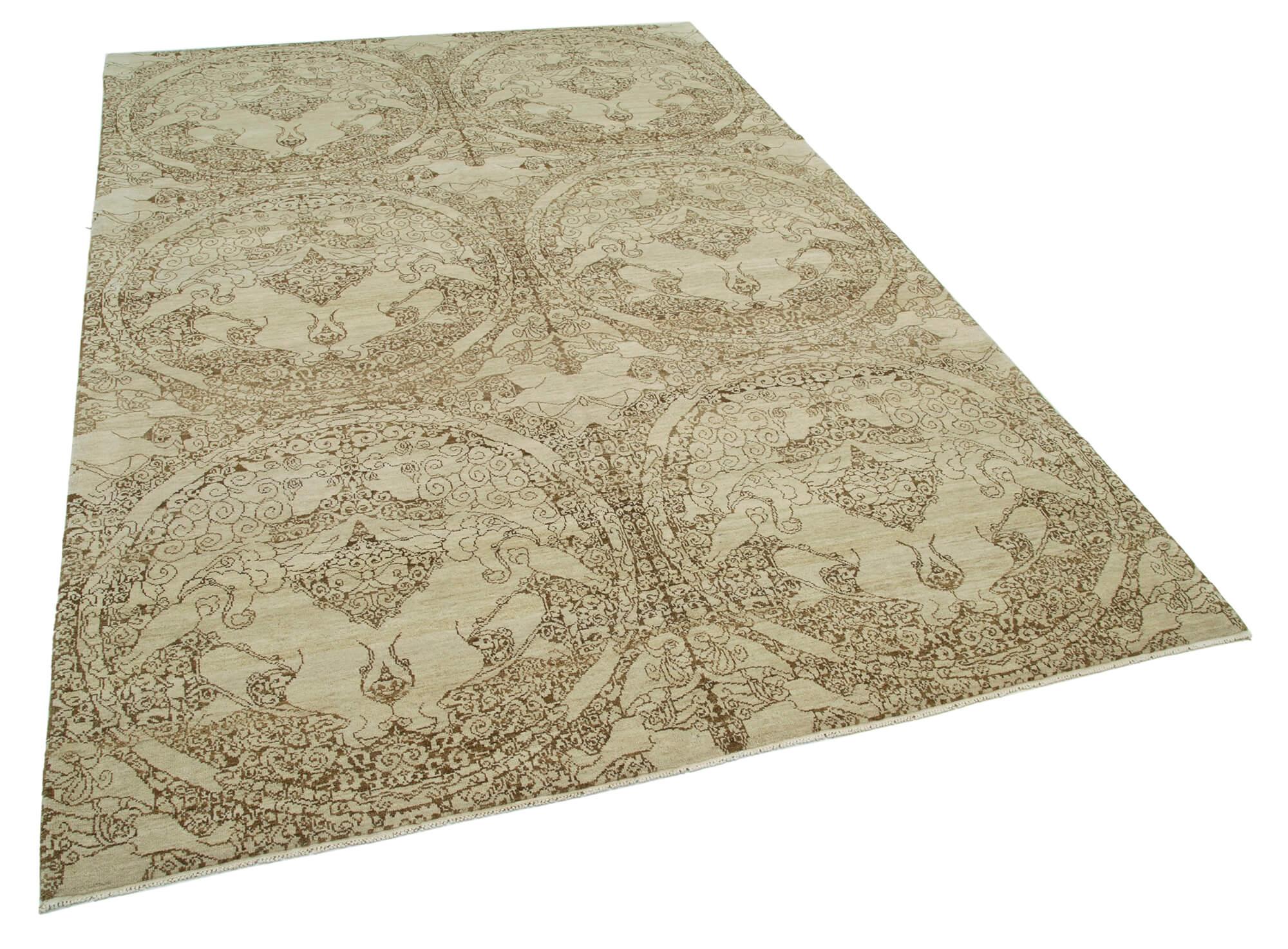 6 x 9 Beige Oushak Rug - 3349