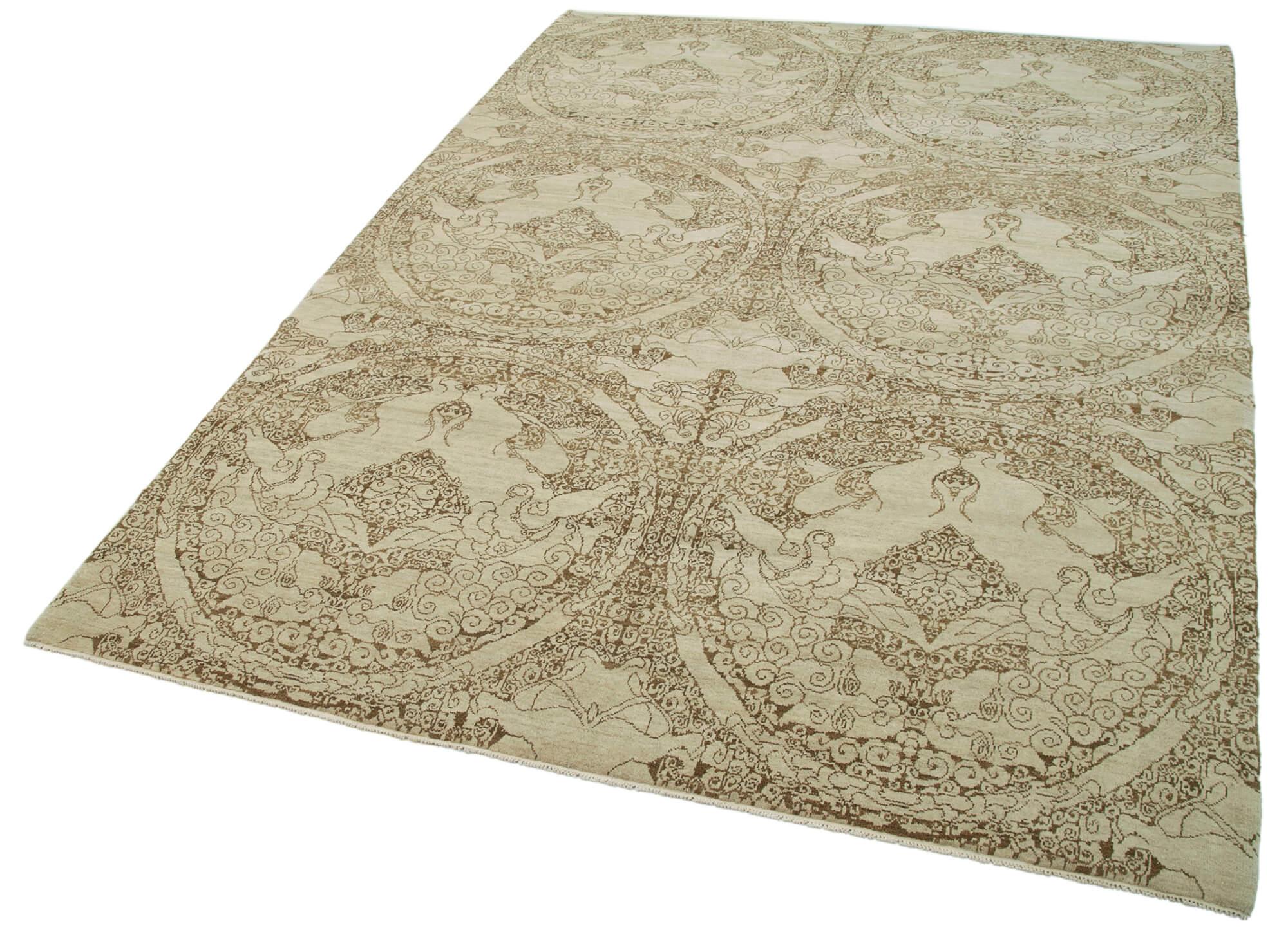 6 x 9 Beige Oushak Rug - 3349