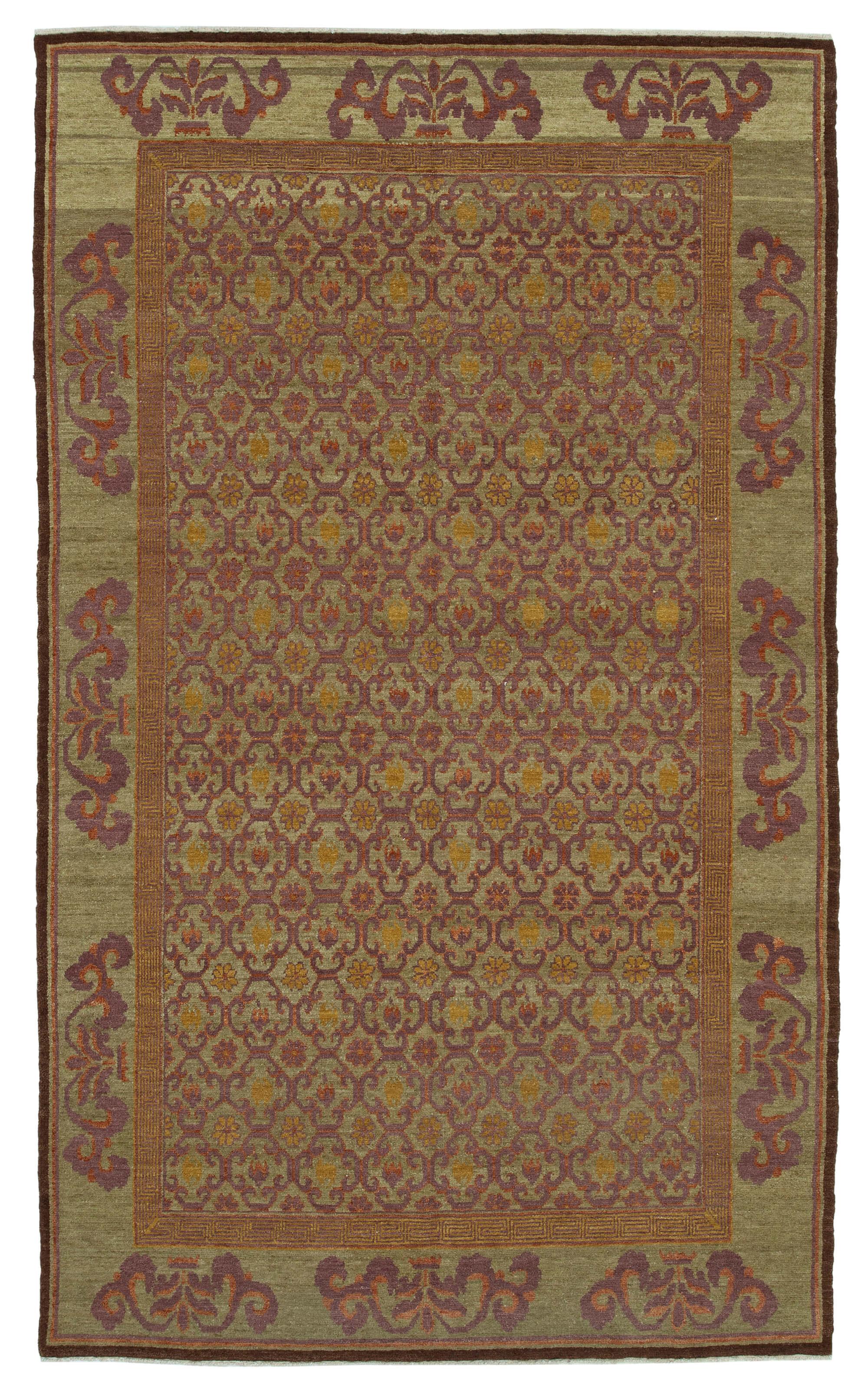 6 x 10 Green Oushak Rug - 3354