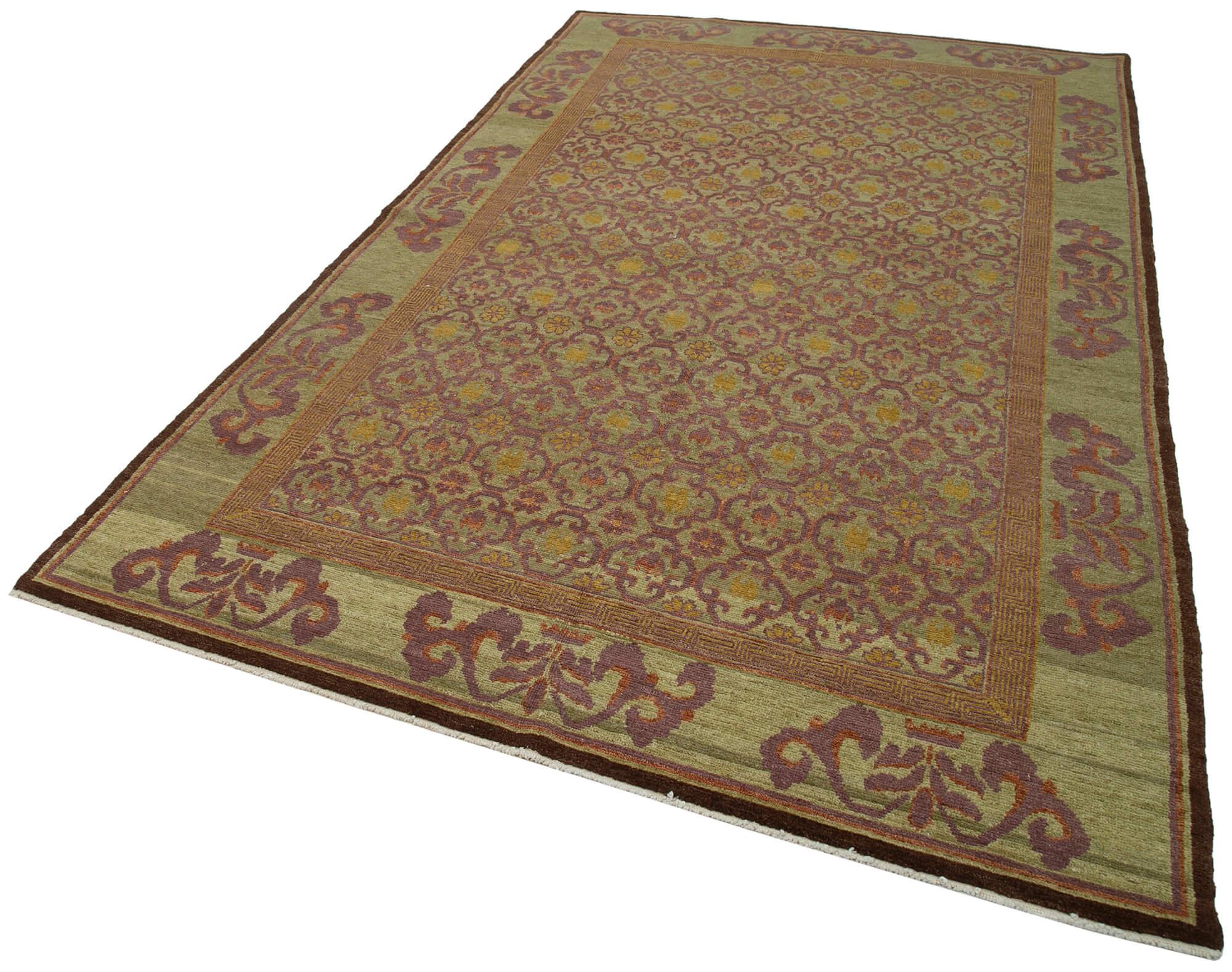 6 x 10 Green Oushak Rug - 3354