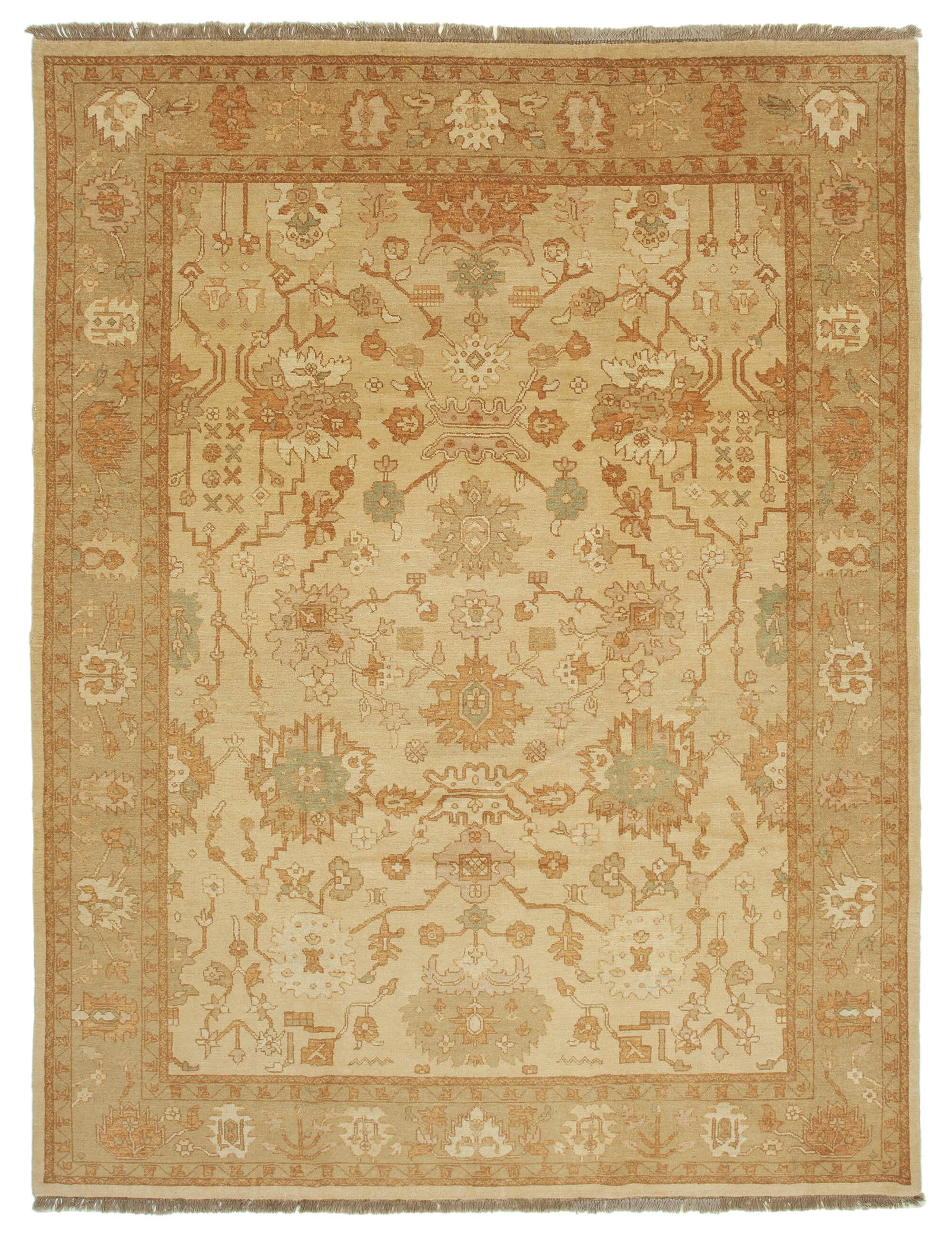 9 x 12 Beige Oushak Rug - 3377