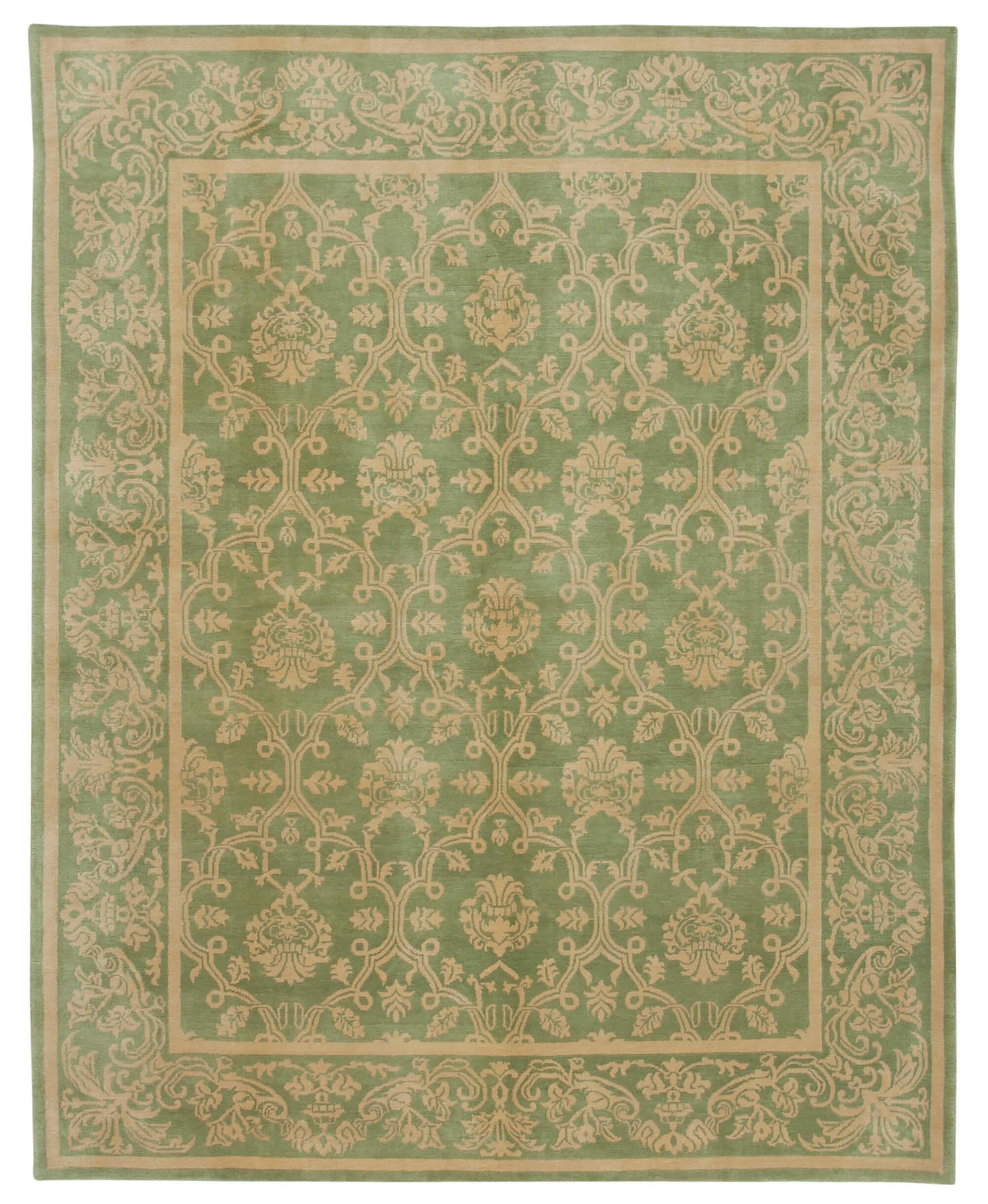 8 x 10 Green Oushak Rug - 3385