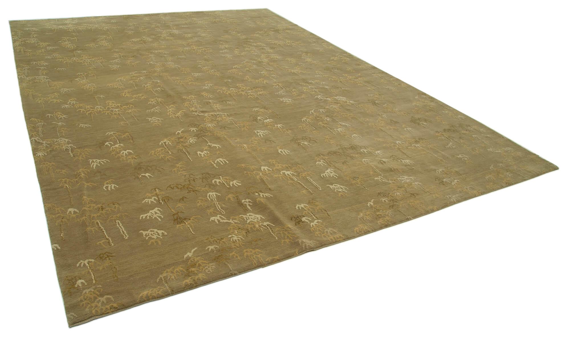 10 x 13 Green Oushak Rug - 3403