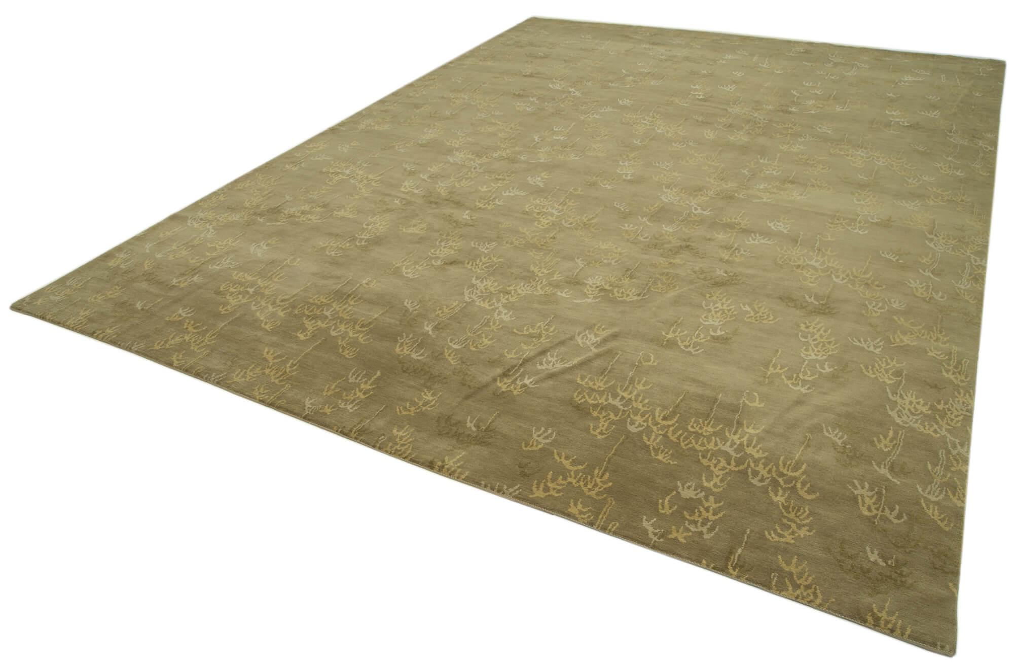 10 x 13 Green Oushak Rug - 3403