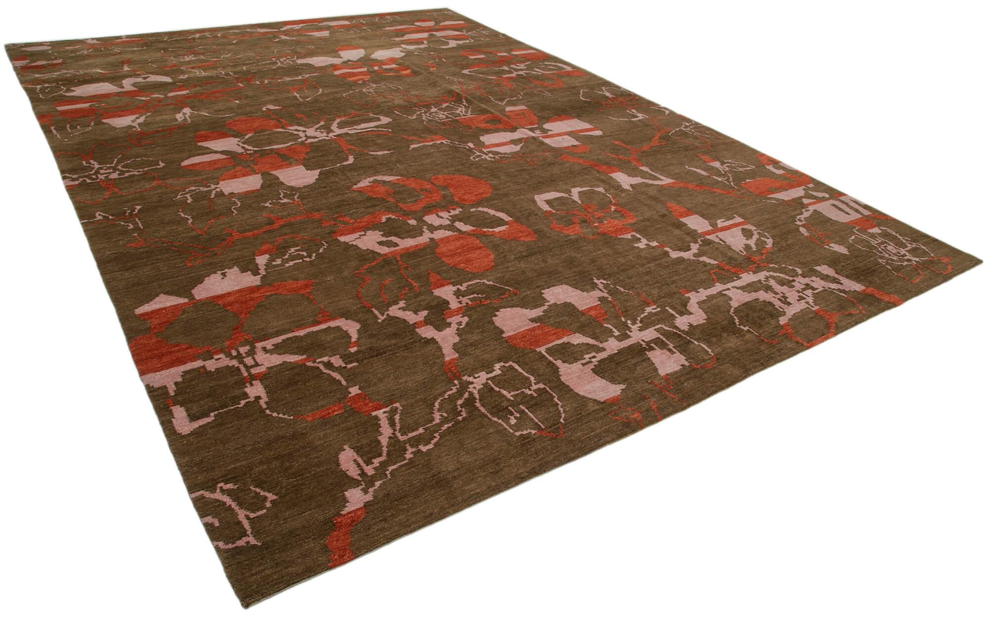 10 x 14 Brown Oushak Rug - 3407