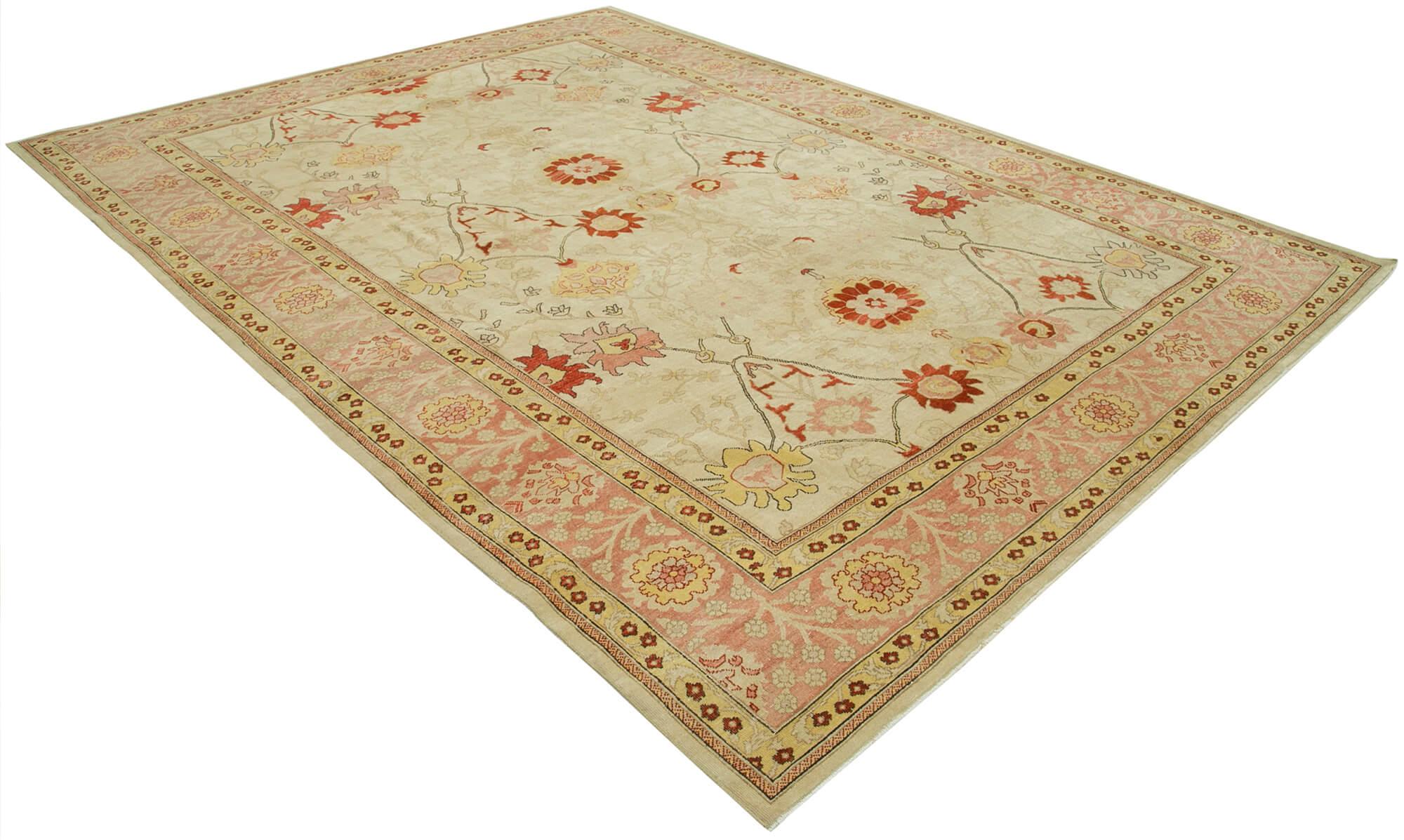 9 x 12 Beige Oushak Rug - 3427