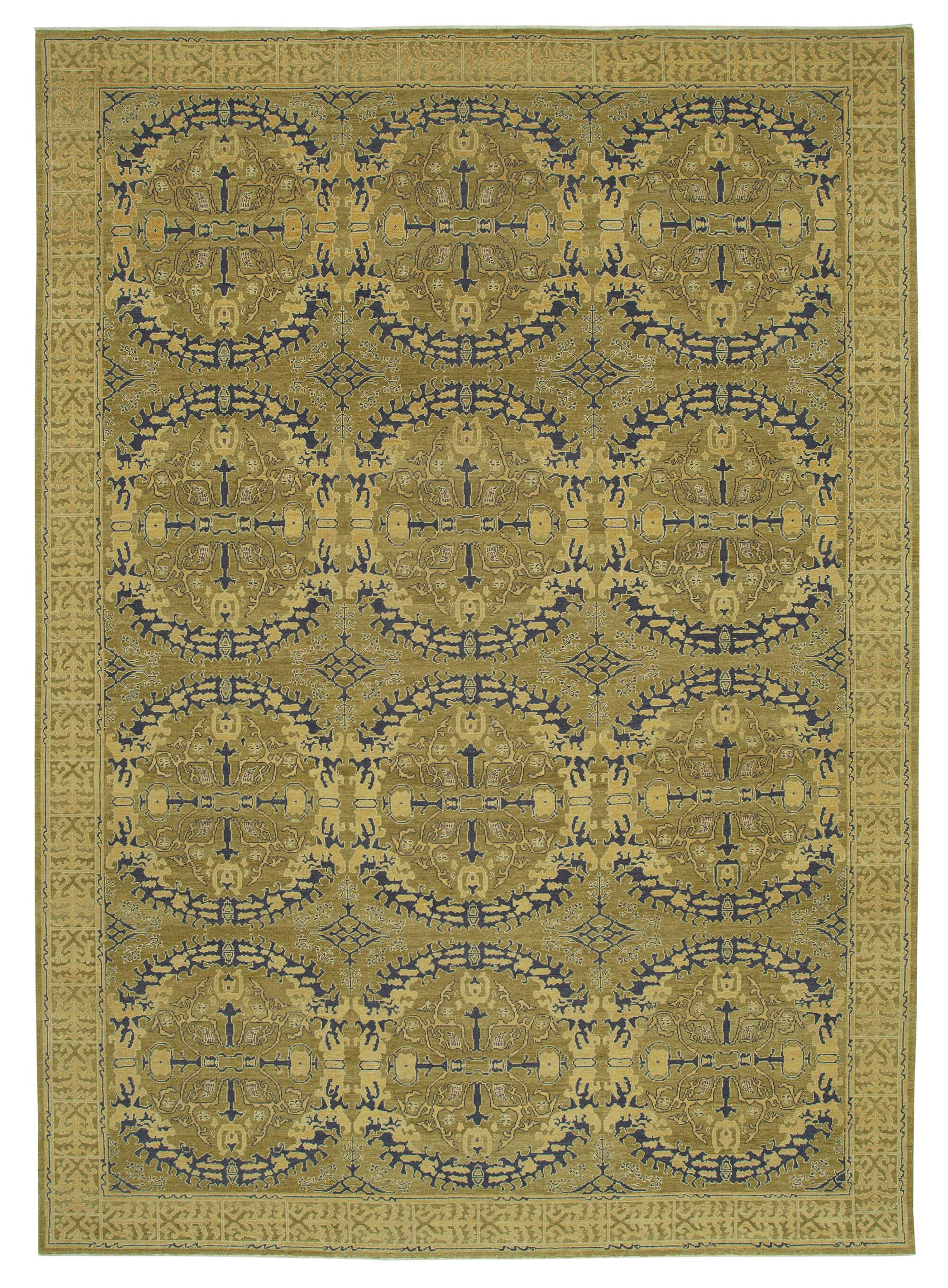 10 x 14 Green Oushak Rug - 3436