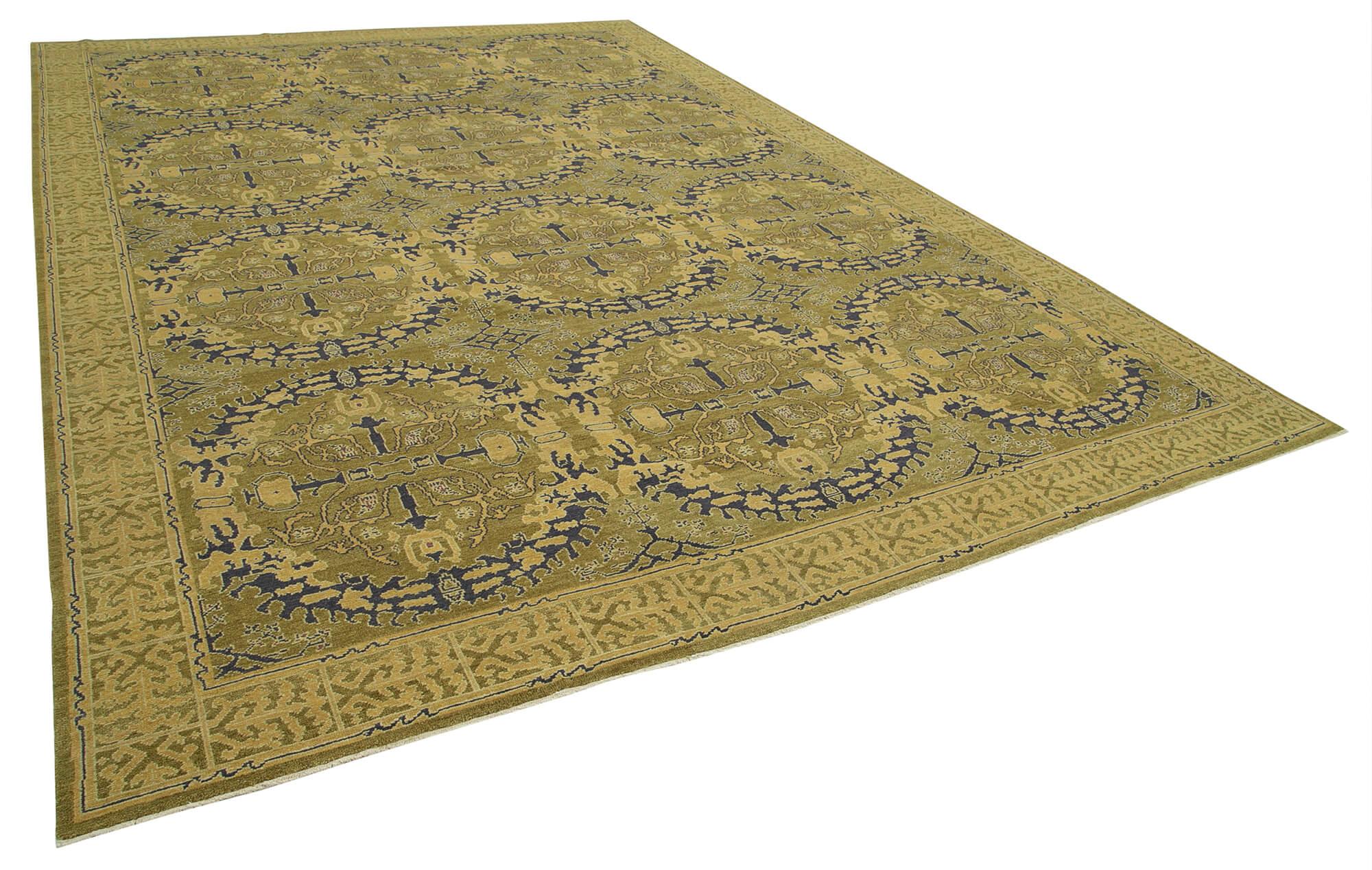 10 x 14 Green Oushak Rug - 3436