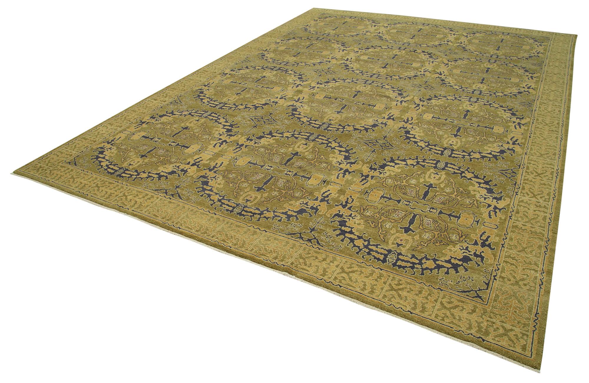 10 x 14 Green Oushak Rug - 3436