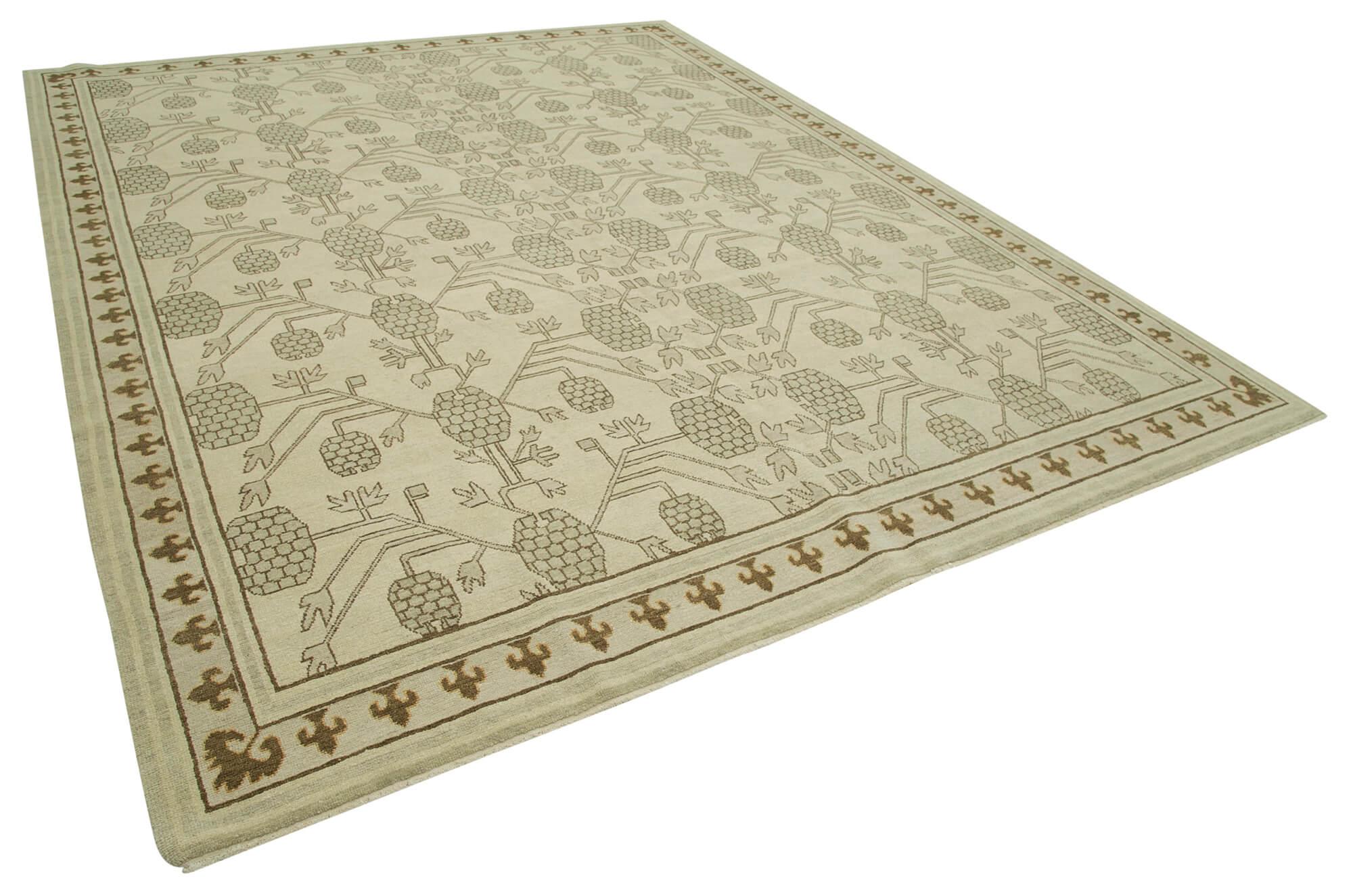 9 x 12 Beige Oushak Rug - 3441