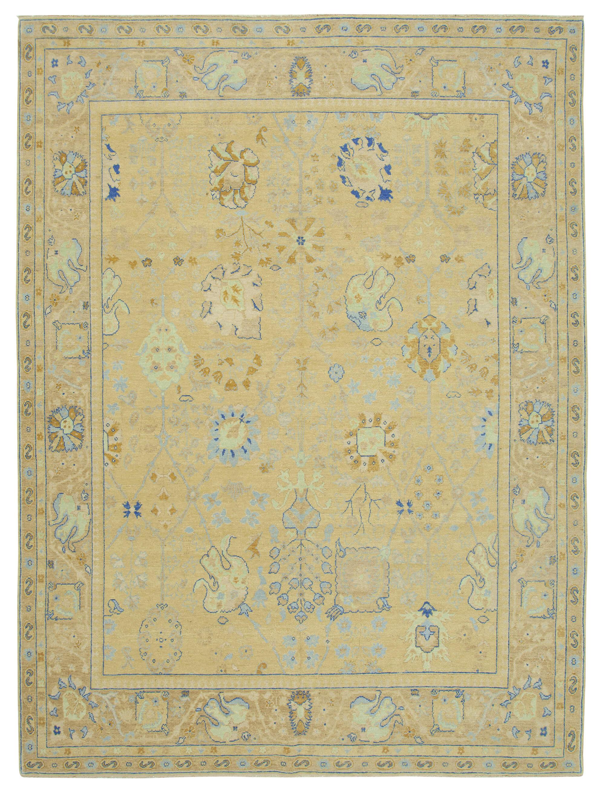 9 x 12 Beige Oushak Rug - 3442