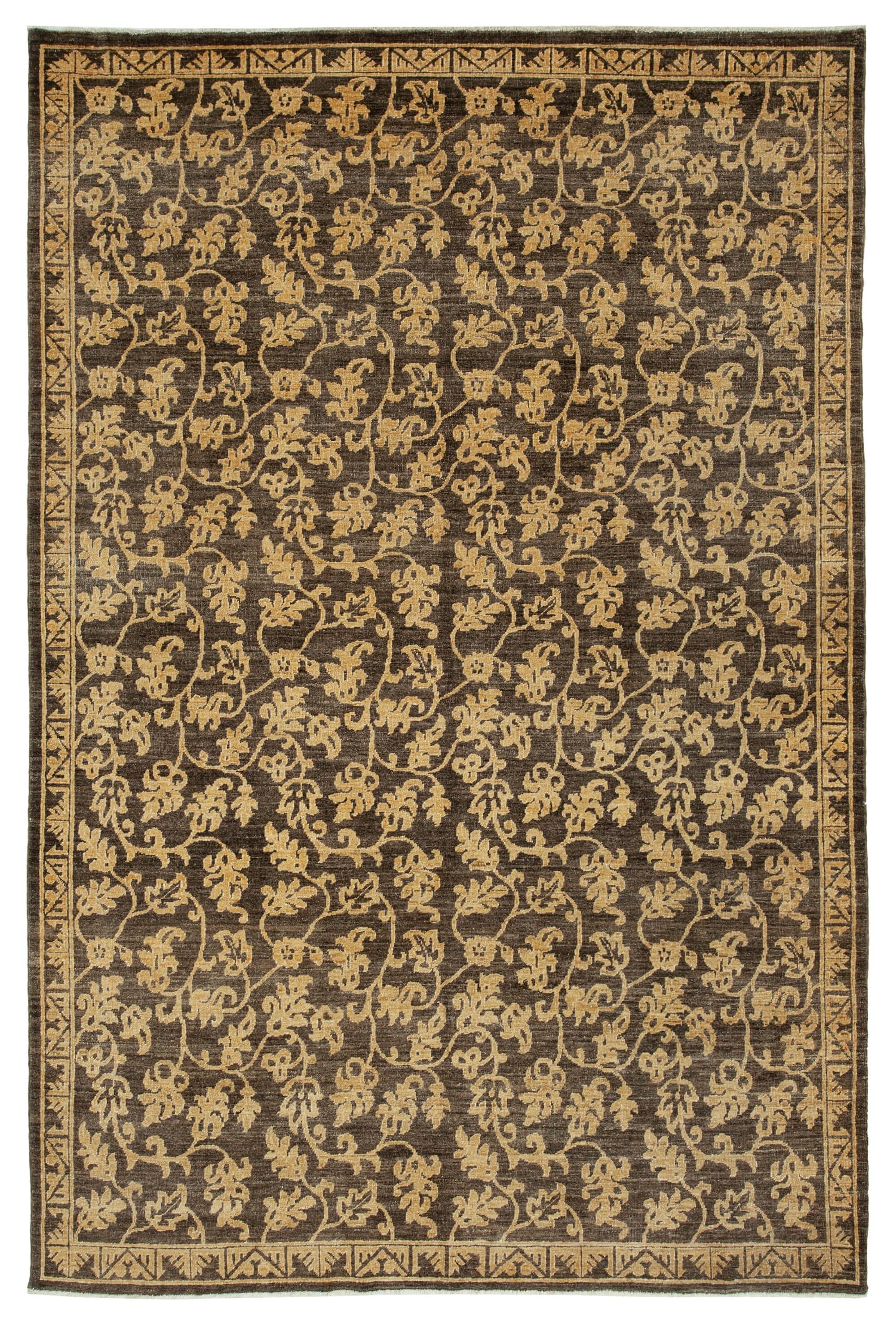 6 x 9 Brown Oushak Rug - 3455