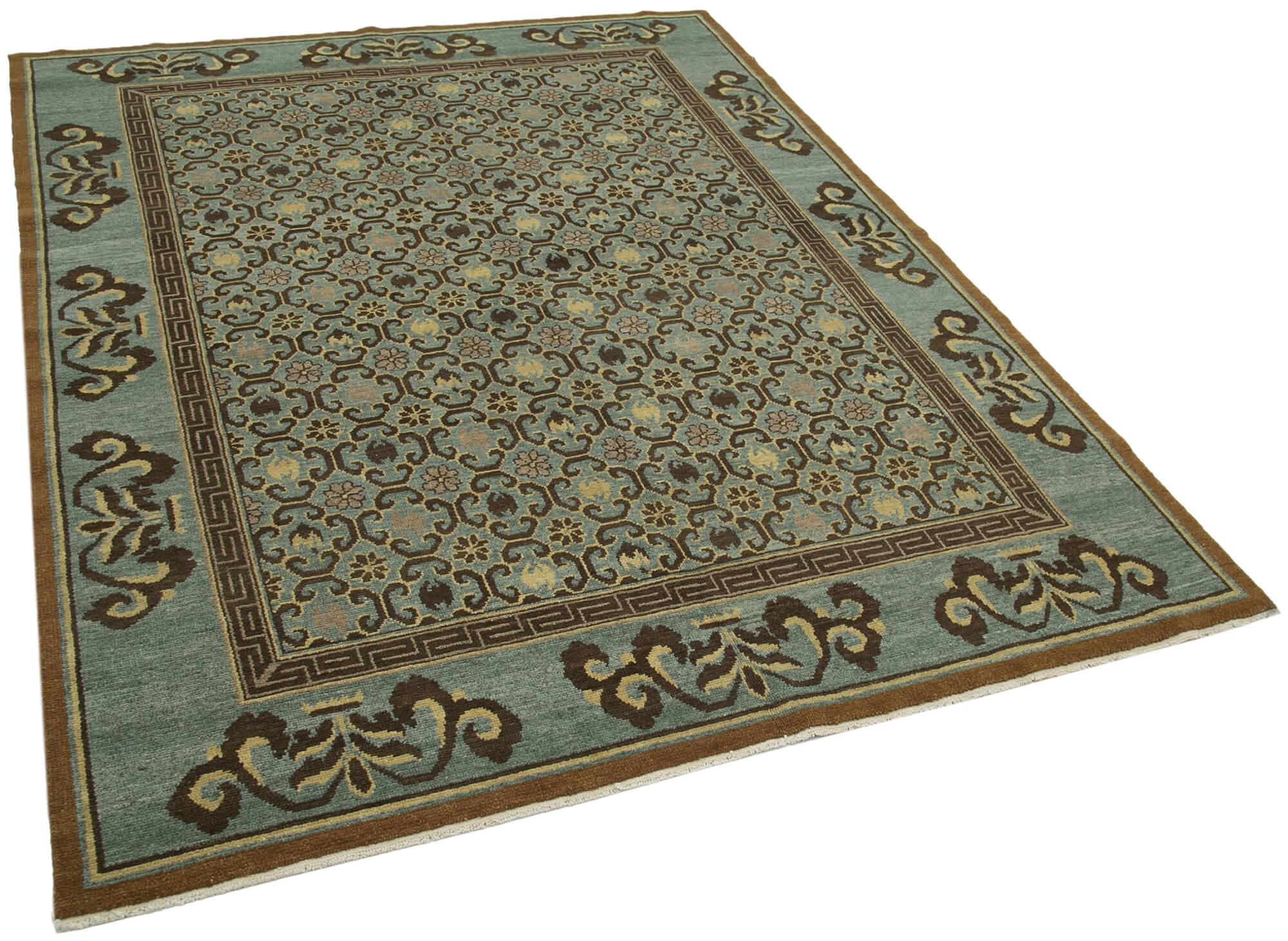 6 x 8 Turquoise Oushak Rug - 3460