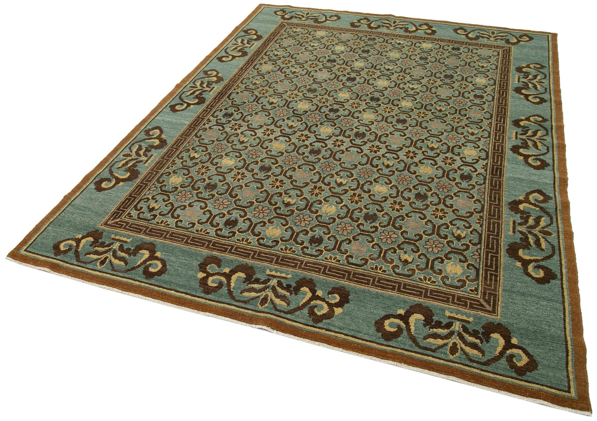 6 x 8 Turquoise Oushak Rug - 3460