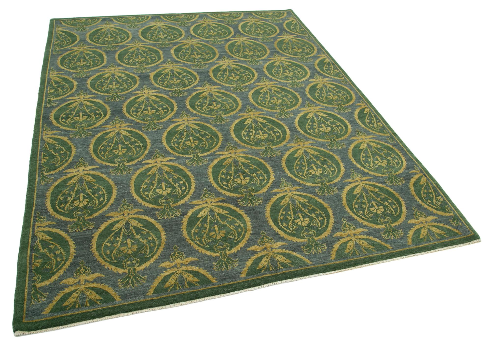 6 x 8 Green Oushak Rug - 3462