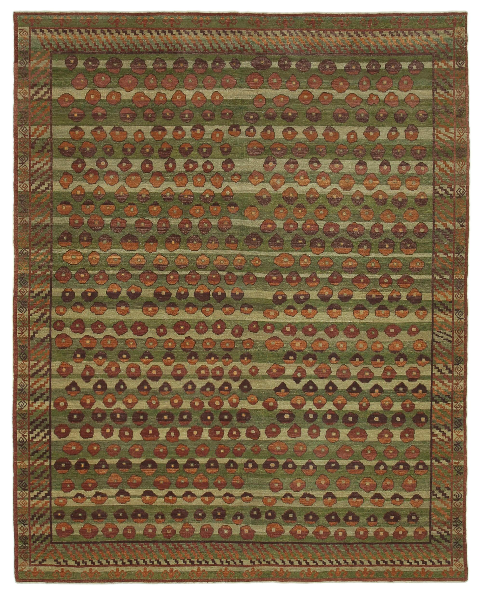 8 x 10 Green Oushak Rug - 3474