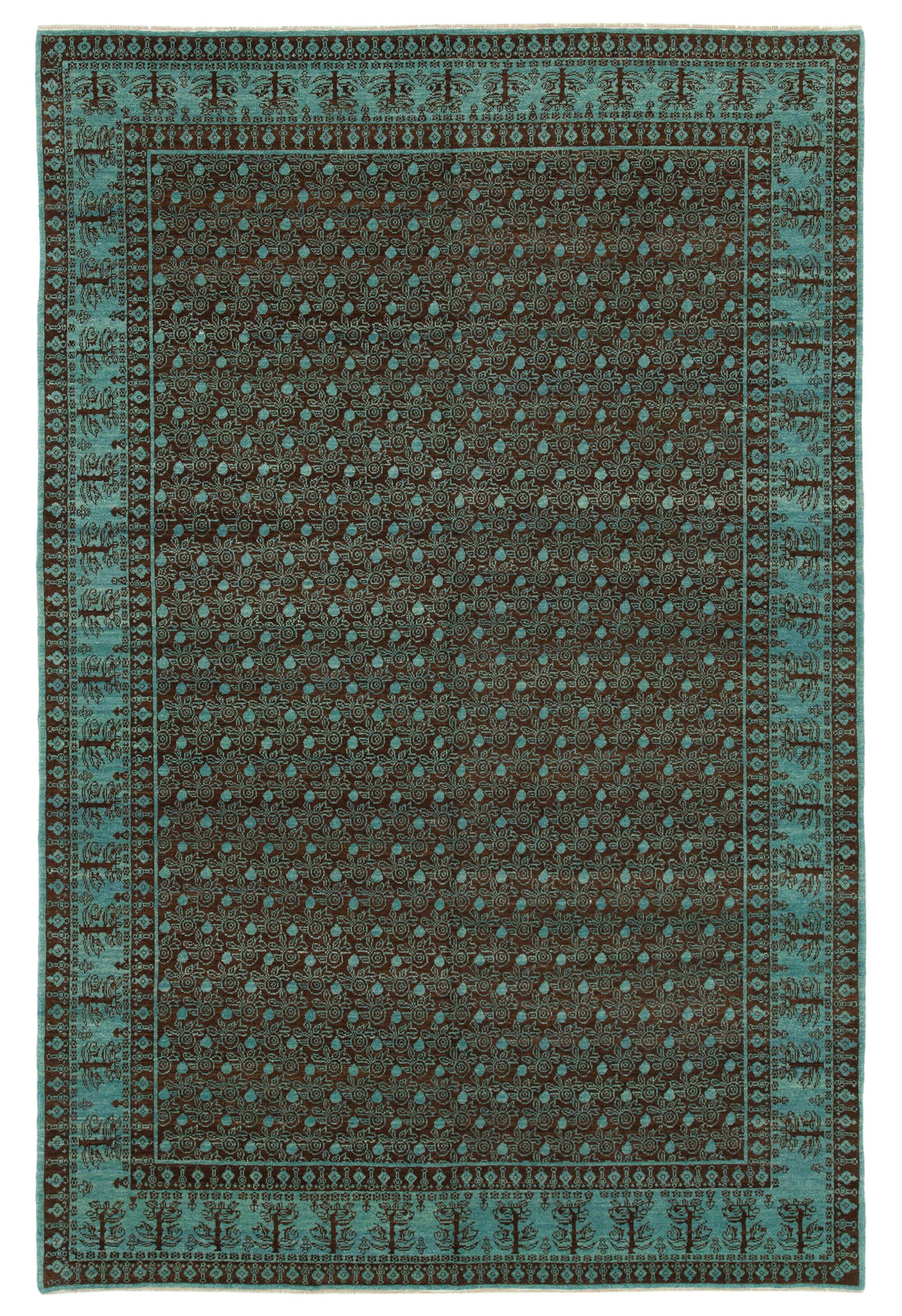 6 x 9 Turquoise Oushak Rug - 3494