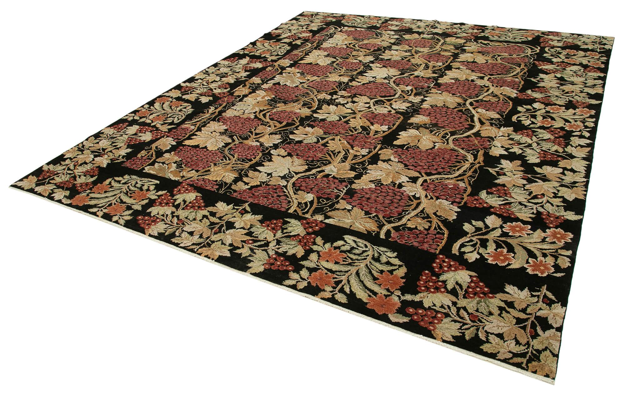 9 x 11 Black Oushak Rug - 3502