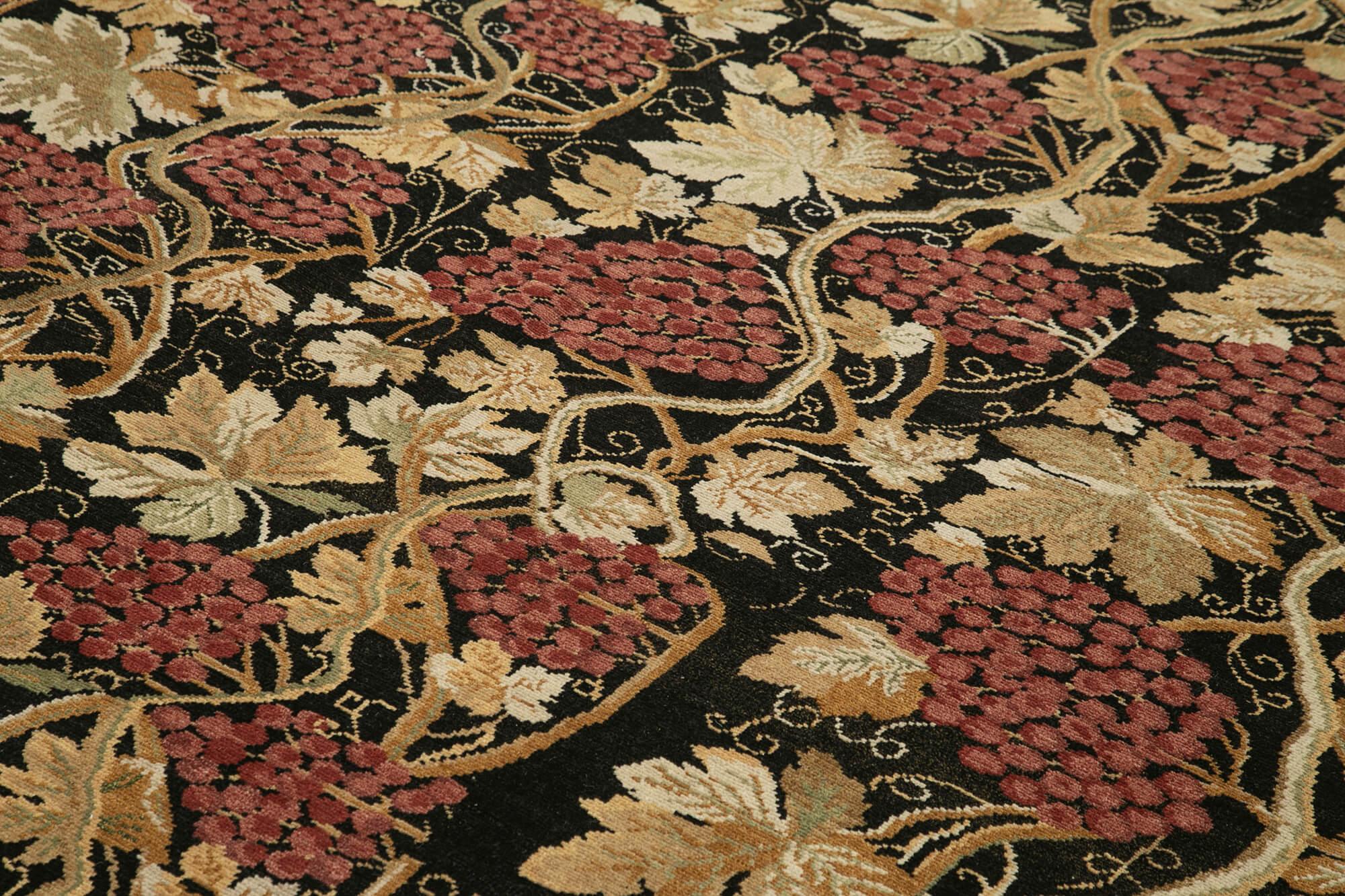 9 x 11 Black Oushak Rug - 3502