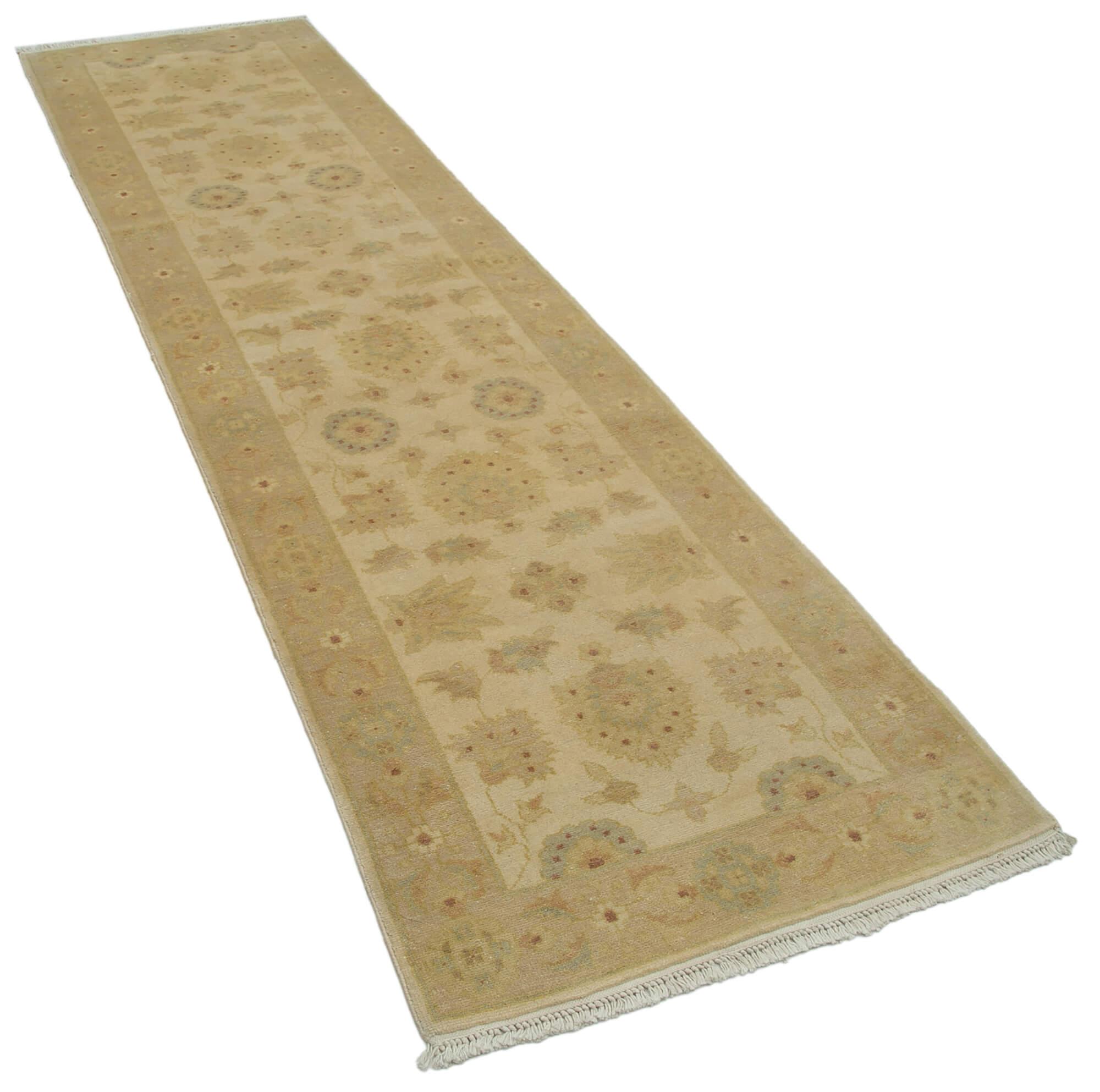 3 x 9 Beige Oushak Runner Rug - 3553