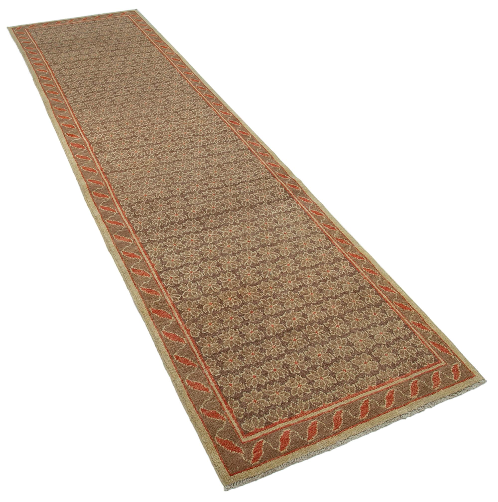 3 x 10 Brown Oushak Runner Rug - 3559