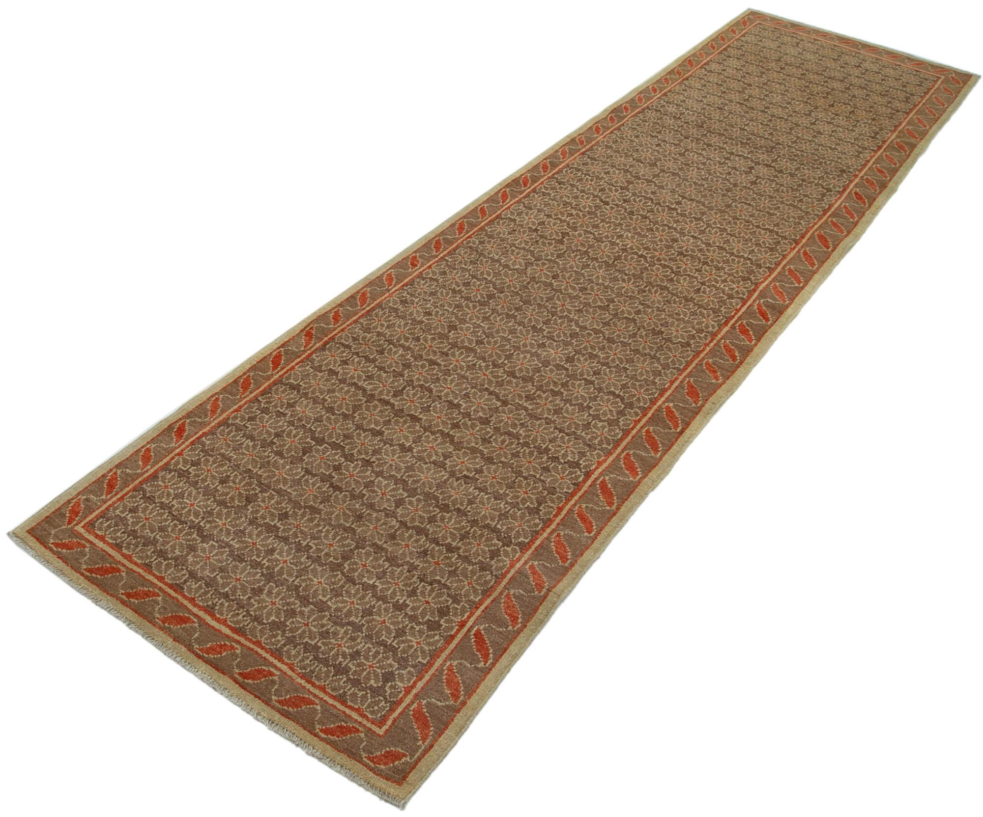 3 x 10 Brown Oushak Runner Rug - 3559