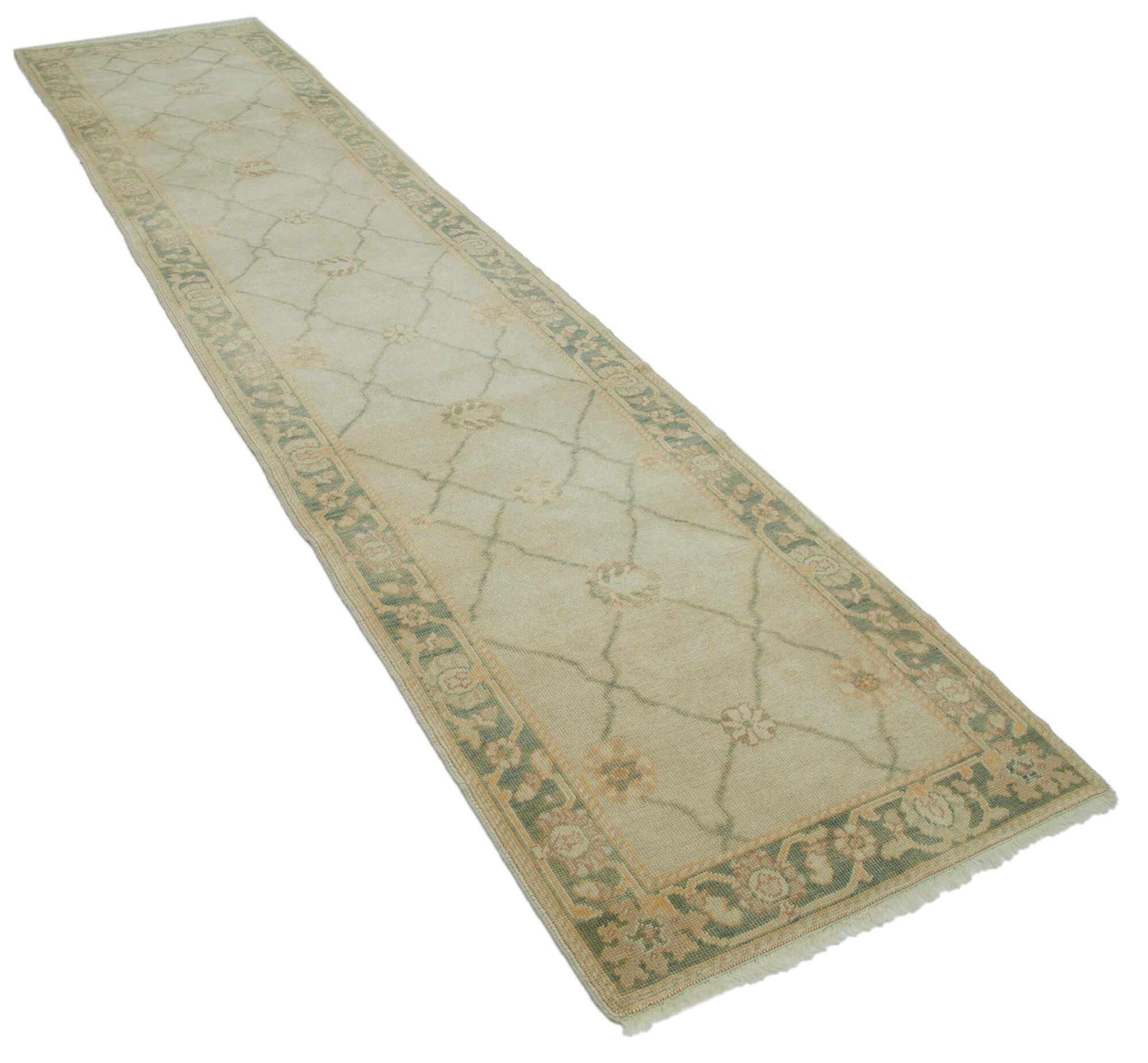 3 x 12 Beige Oushak Runner Rug - 3561