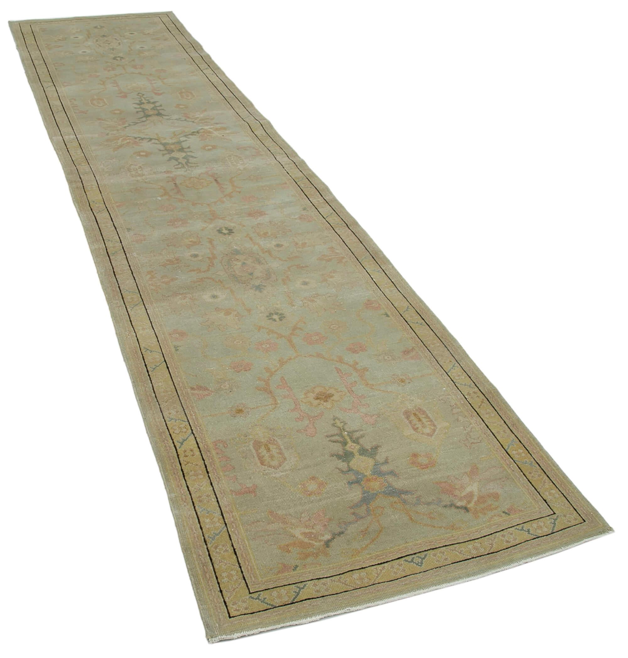 3 x 12 Beige Oushak Runner Rug - 3566