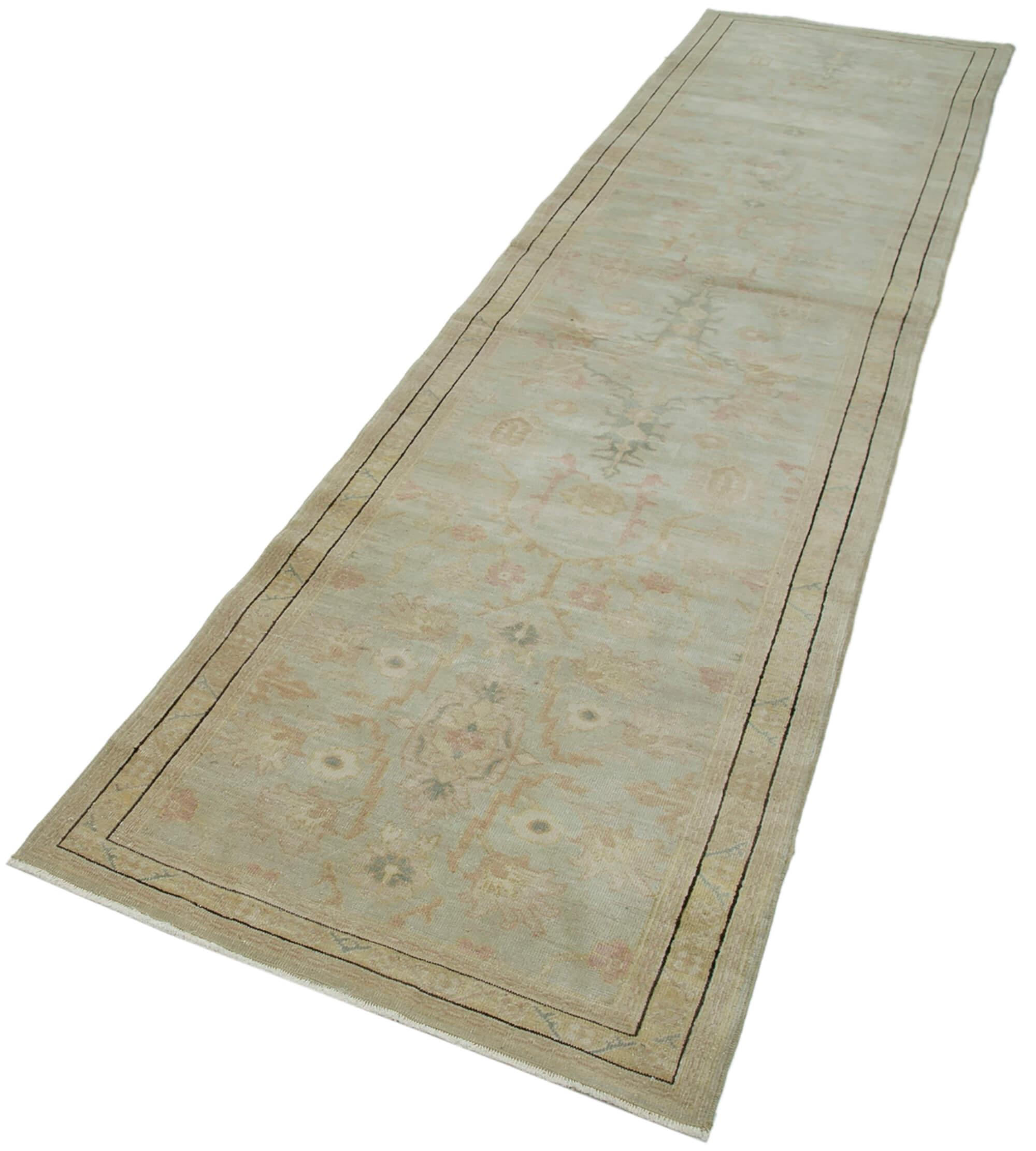 3 x 12 Beige Oushak Runner Rug - 3566