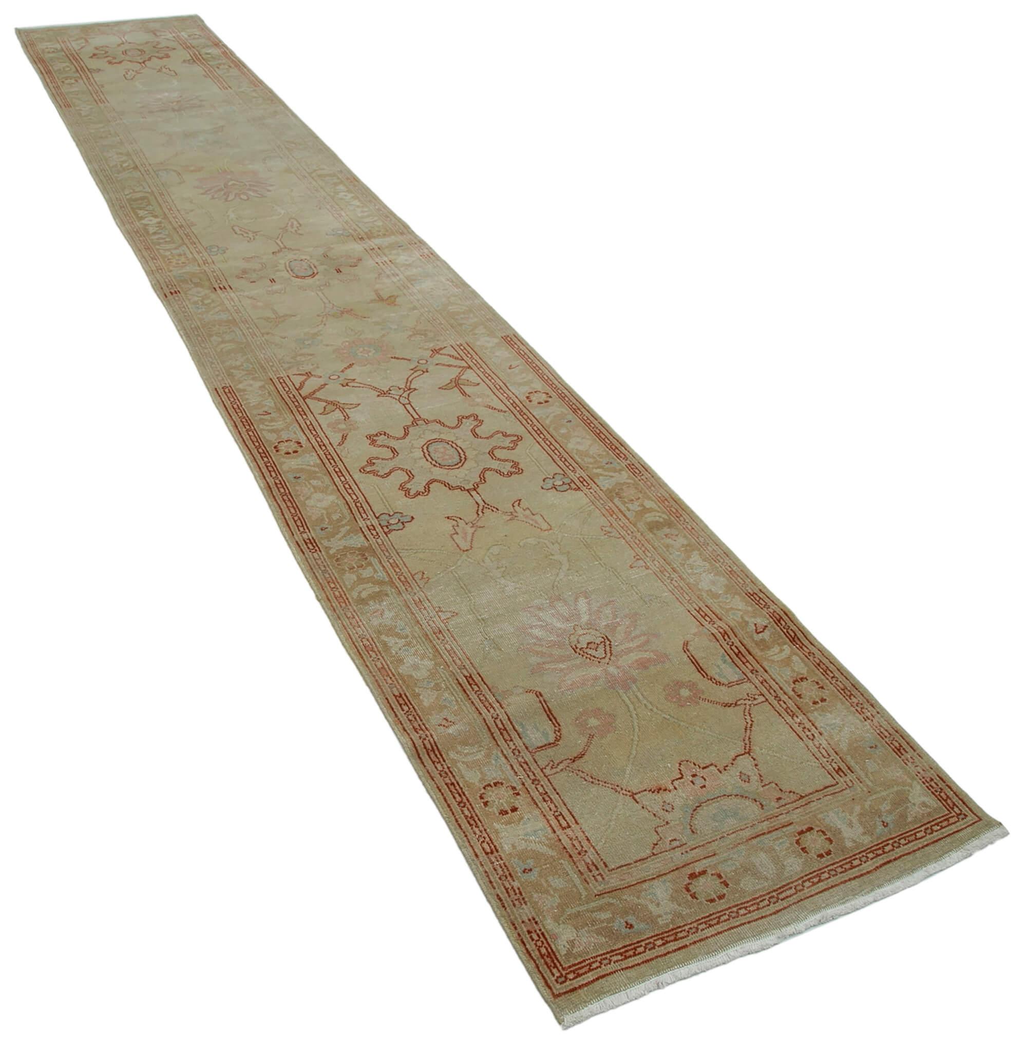 2 x 14 Beige Oushak Runner Rug - 3570