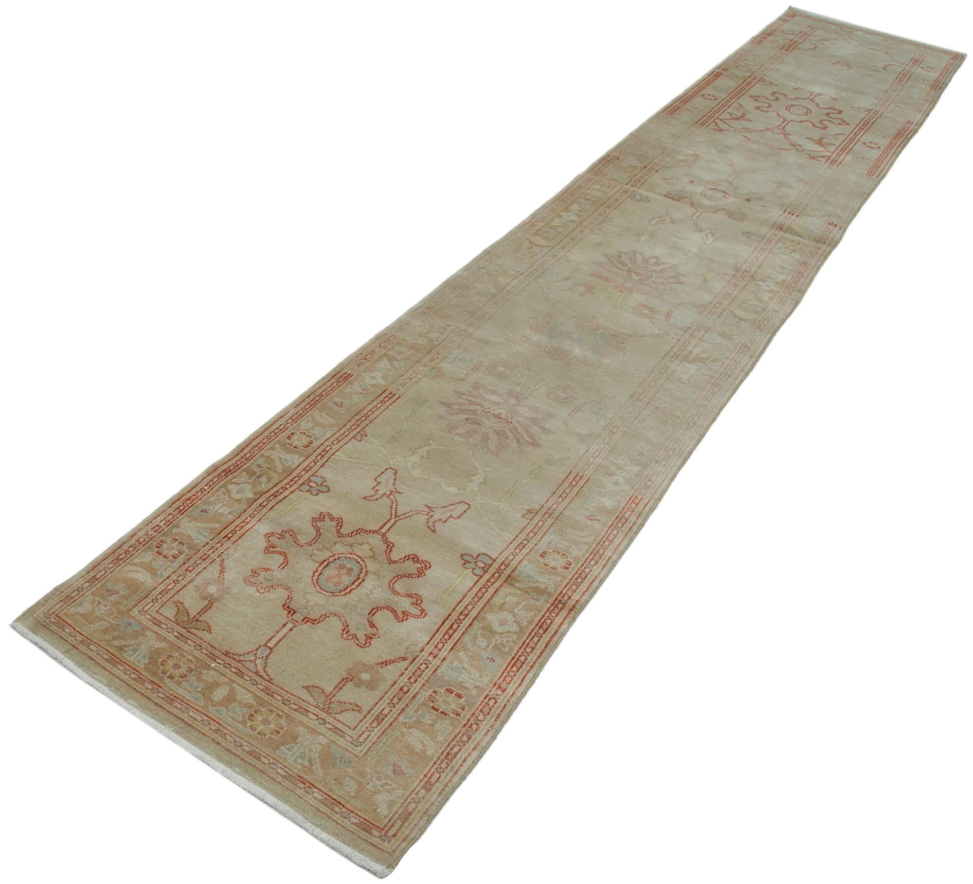 2 x 14 Beige Oushak Runner Rug - 3570