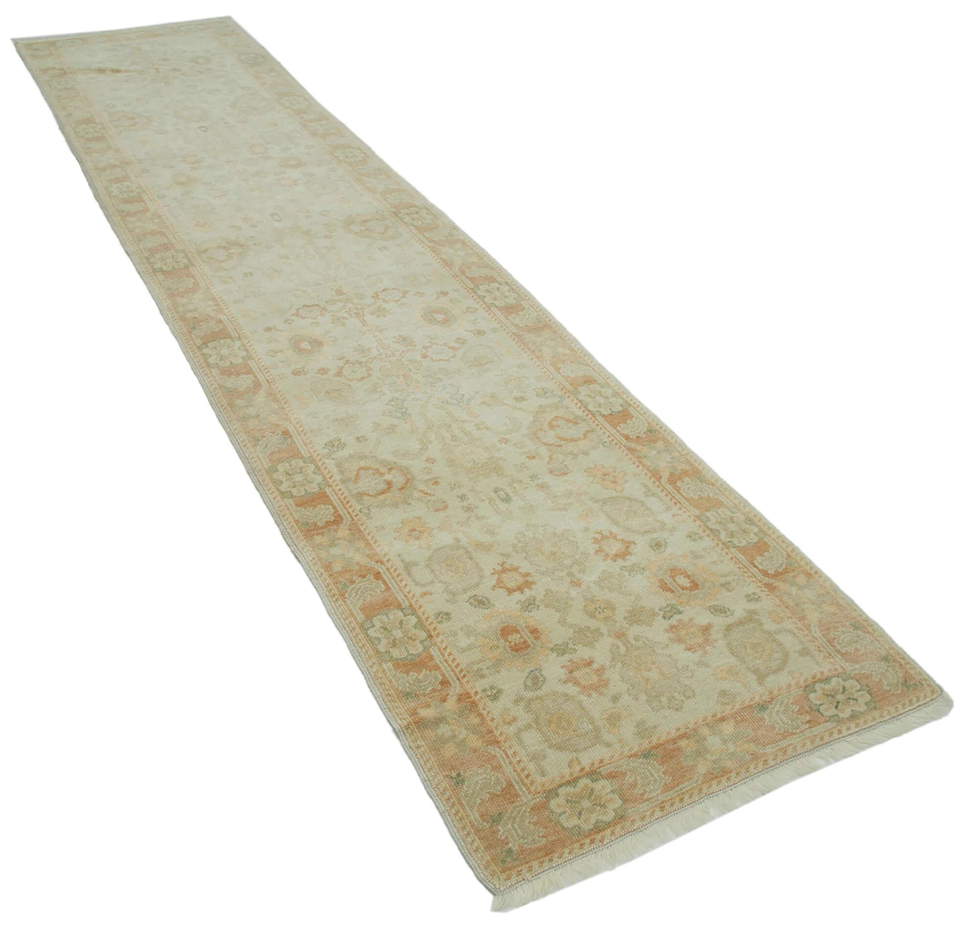 3 x 12 Beige Oushak Runner Rug - 3574