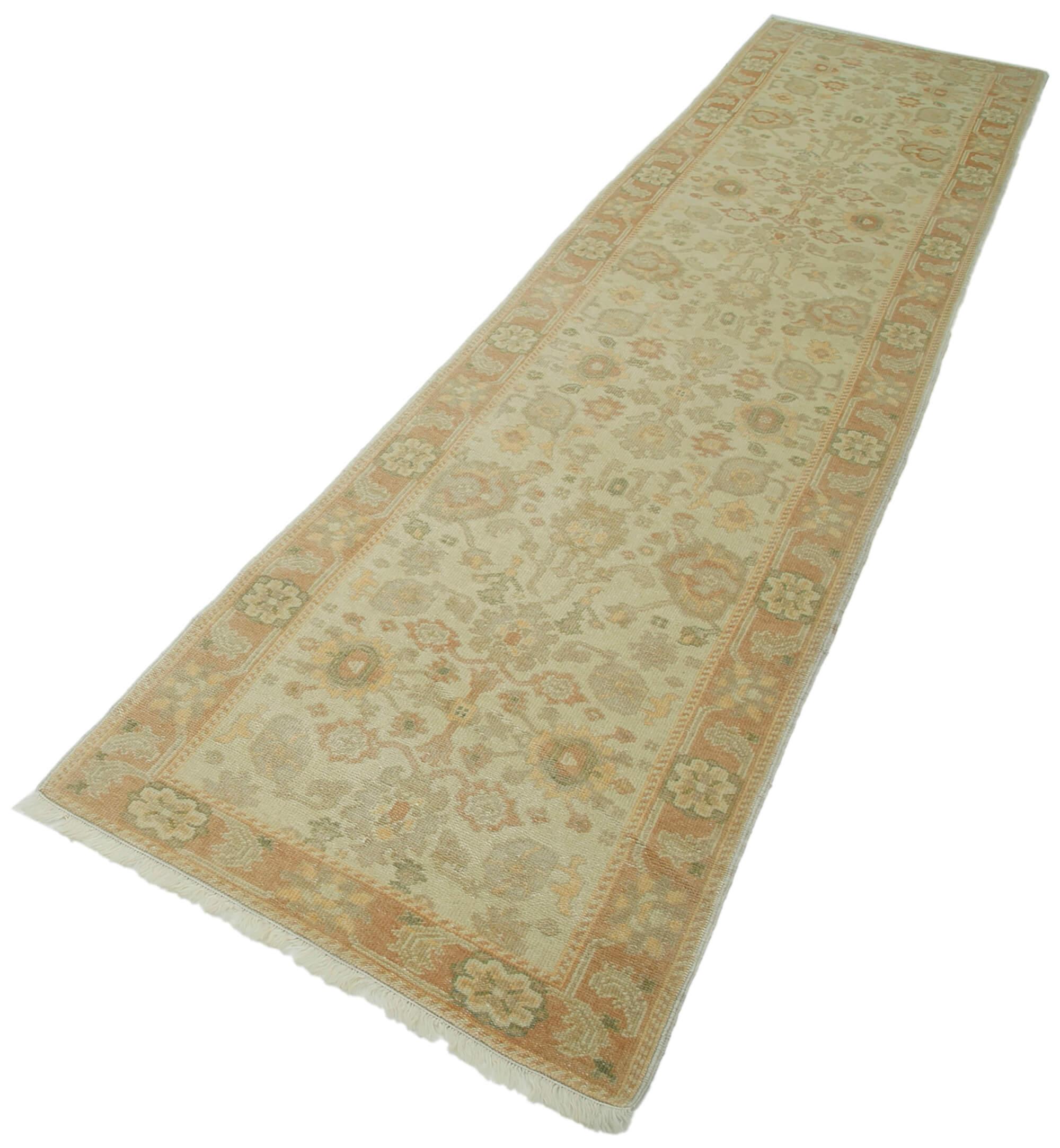 3 x 12 Beige Oushak Runner Rug - 3574