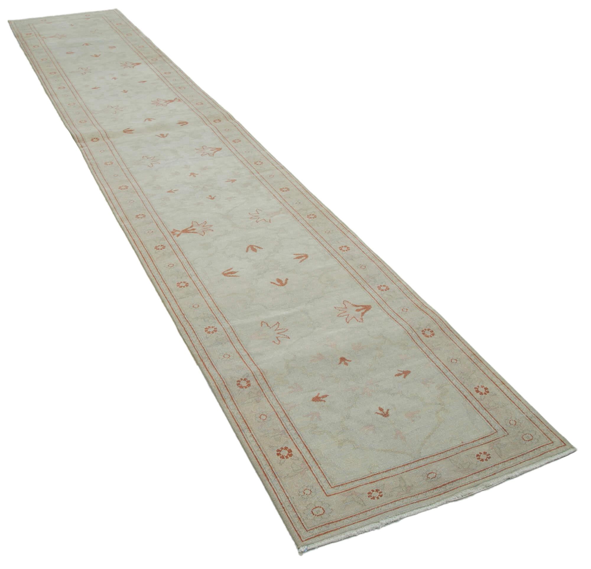 2 x 14 Beige Oushak Runner Rug - 3575