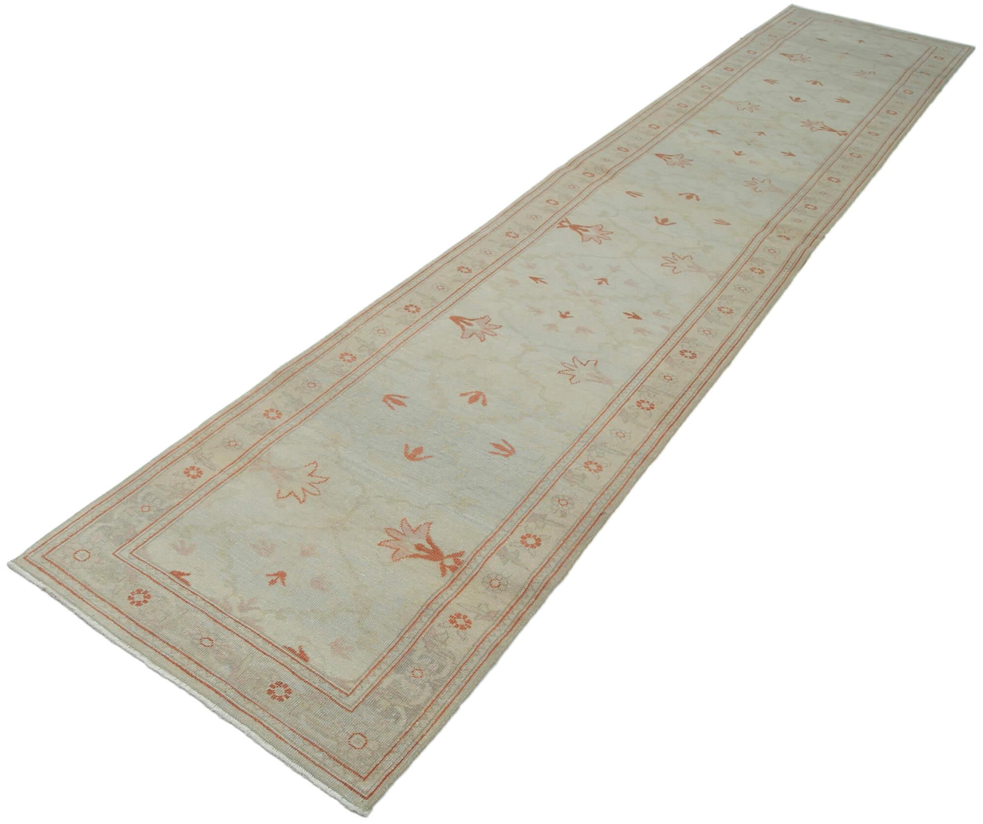 2 x 14 Beige Oushak Runner Rug - 3575