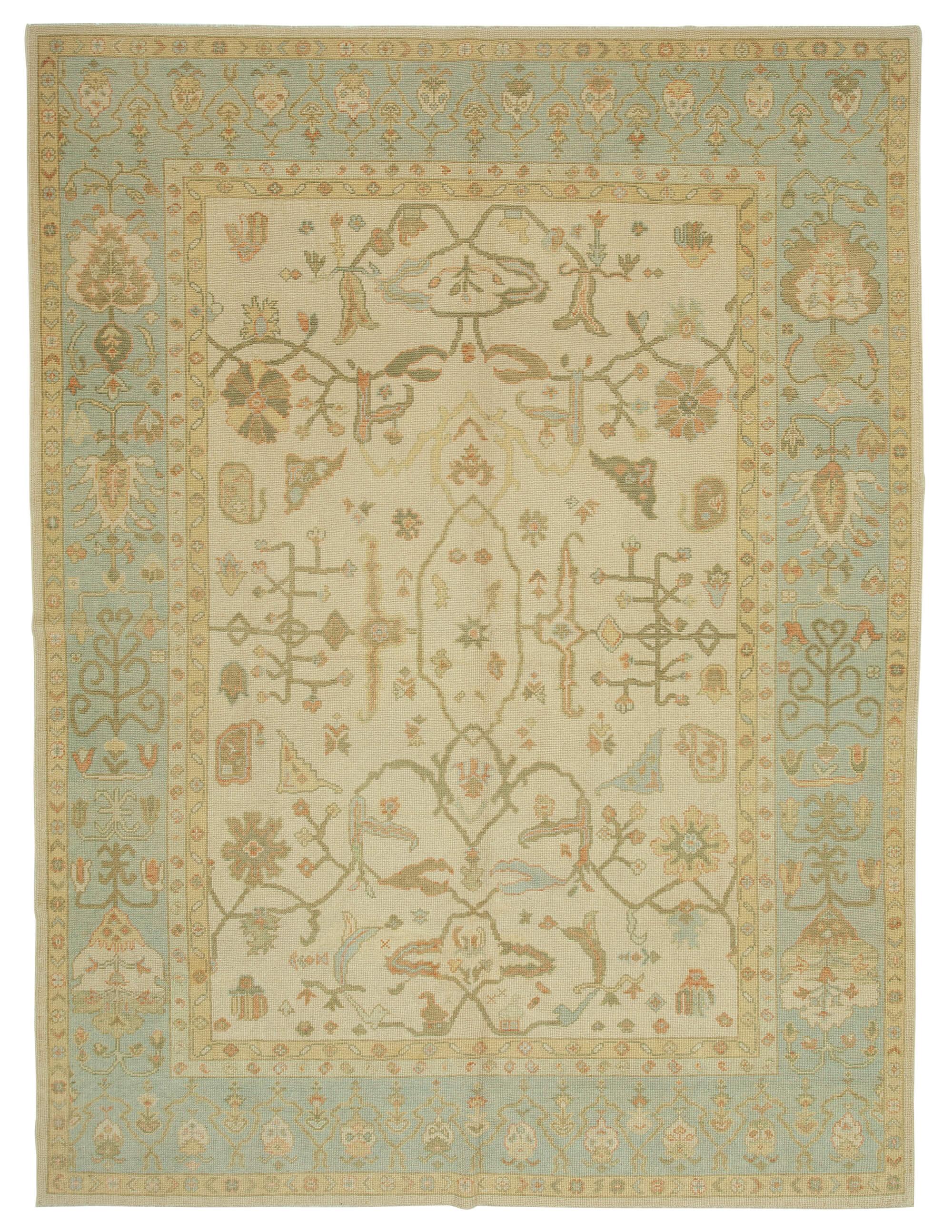 8 x 11 Beige Oushak Rug - 3584