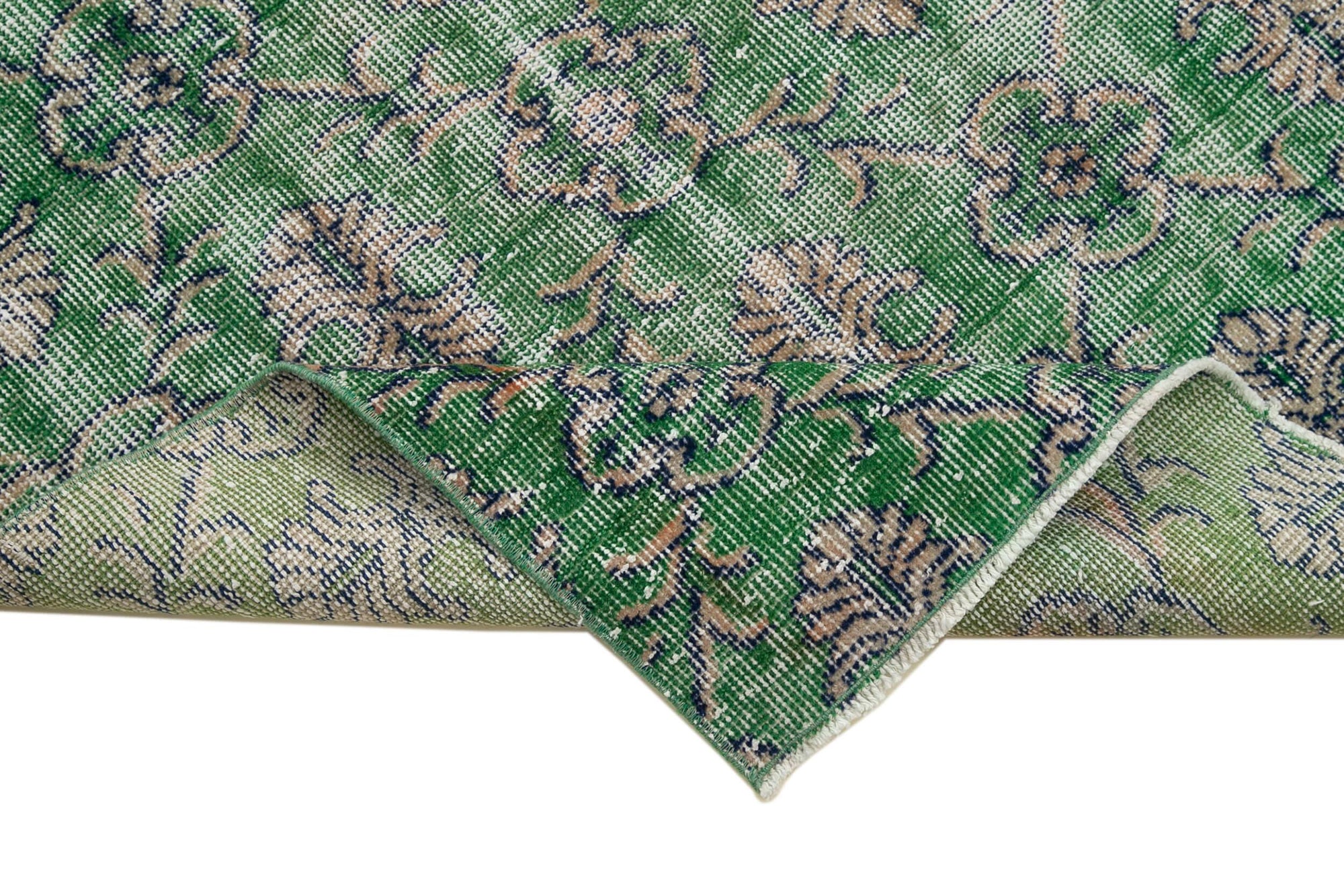 3 x 10 Green Overdyed Runner Rug - 3603