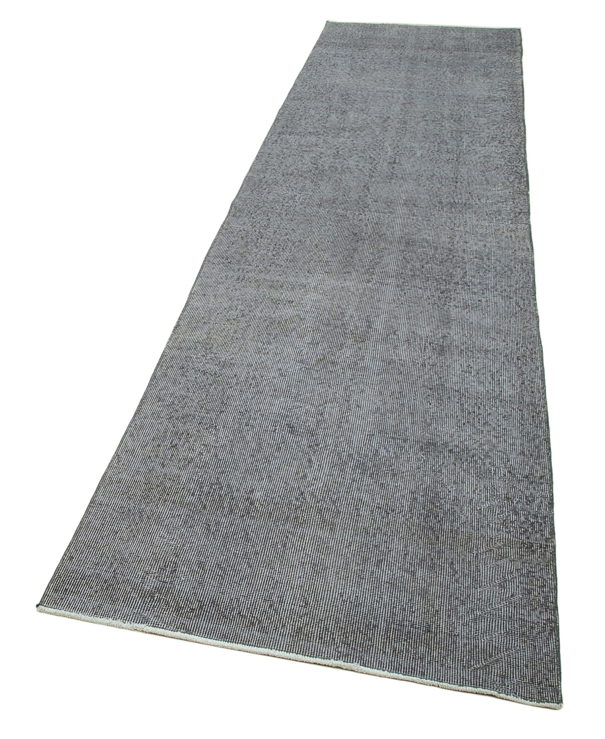 3 x 12 Grey Overdyed Runner Rug - 3604