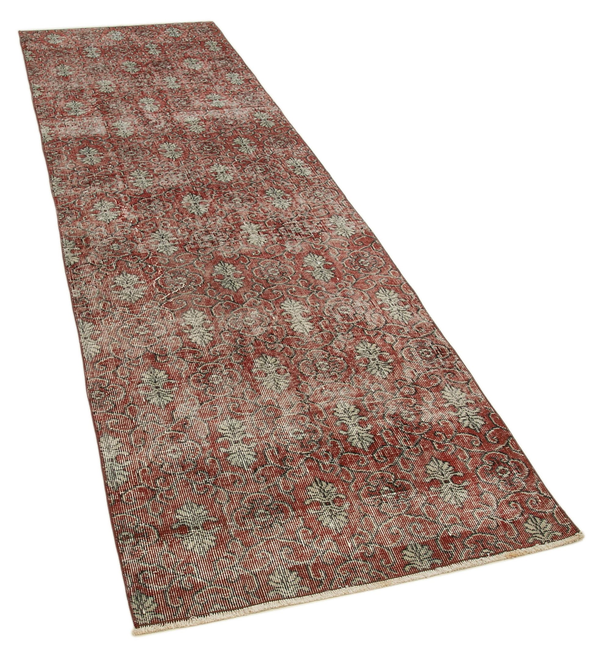 3 x 10 Red Overdyed Runner Rug - 3614