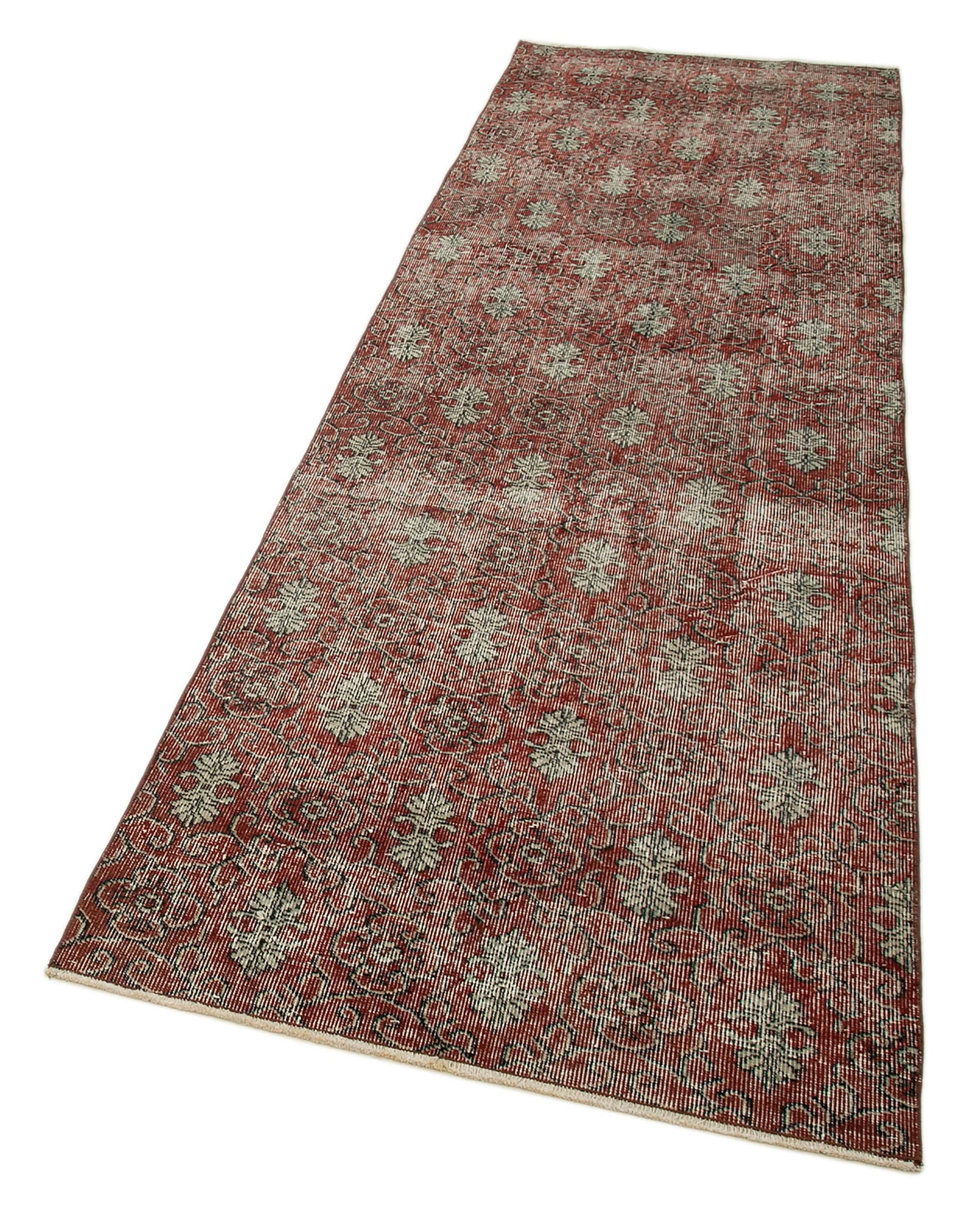 3 x 10 Red Overdyed Runner Rug - 3614