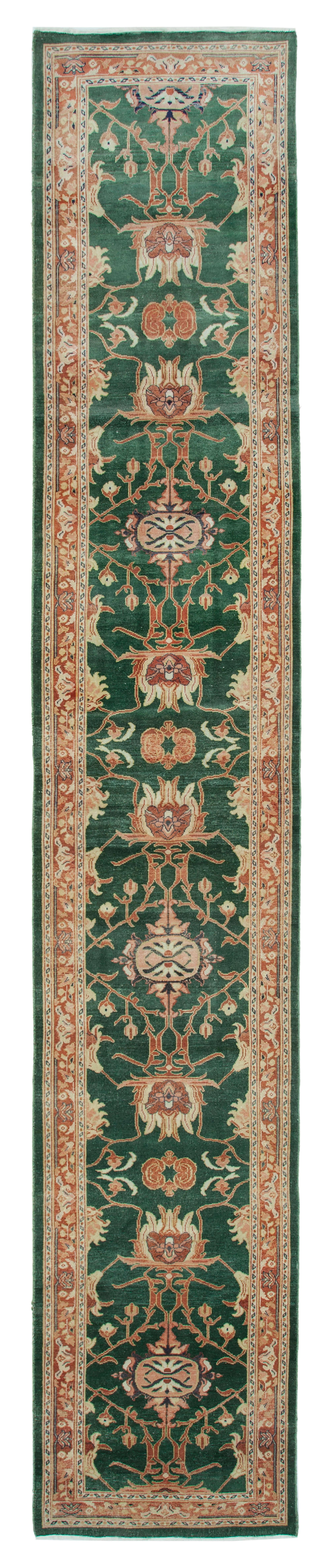 3 x 18 Green Oushak Runner Rug - 3627