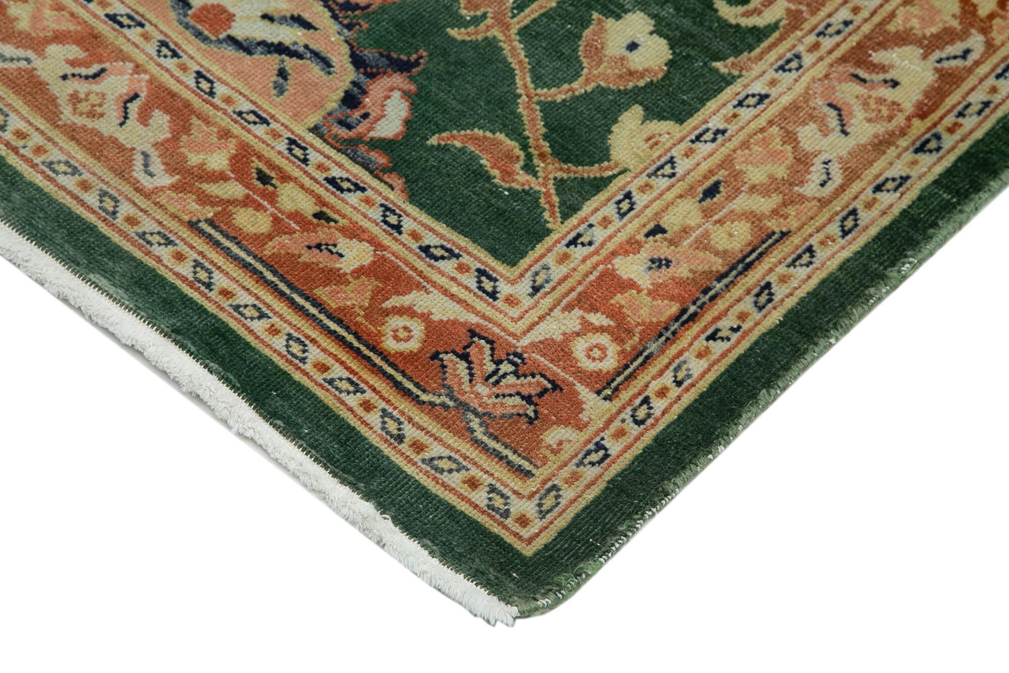 3 x 18 Green Oushak Runner Rug - 3627